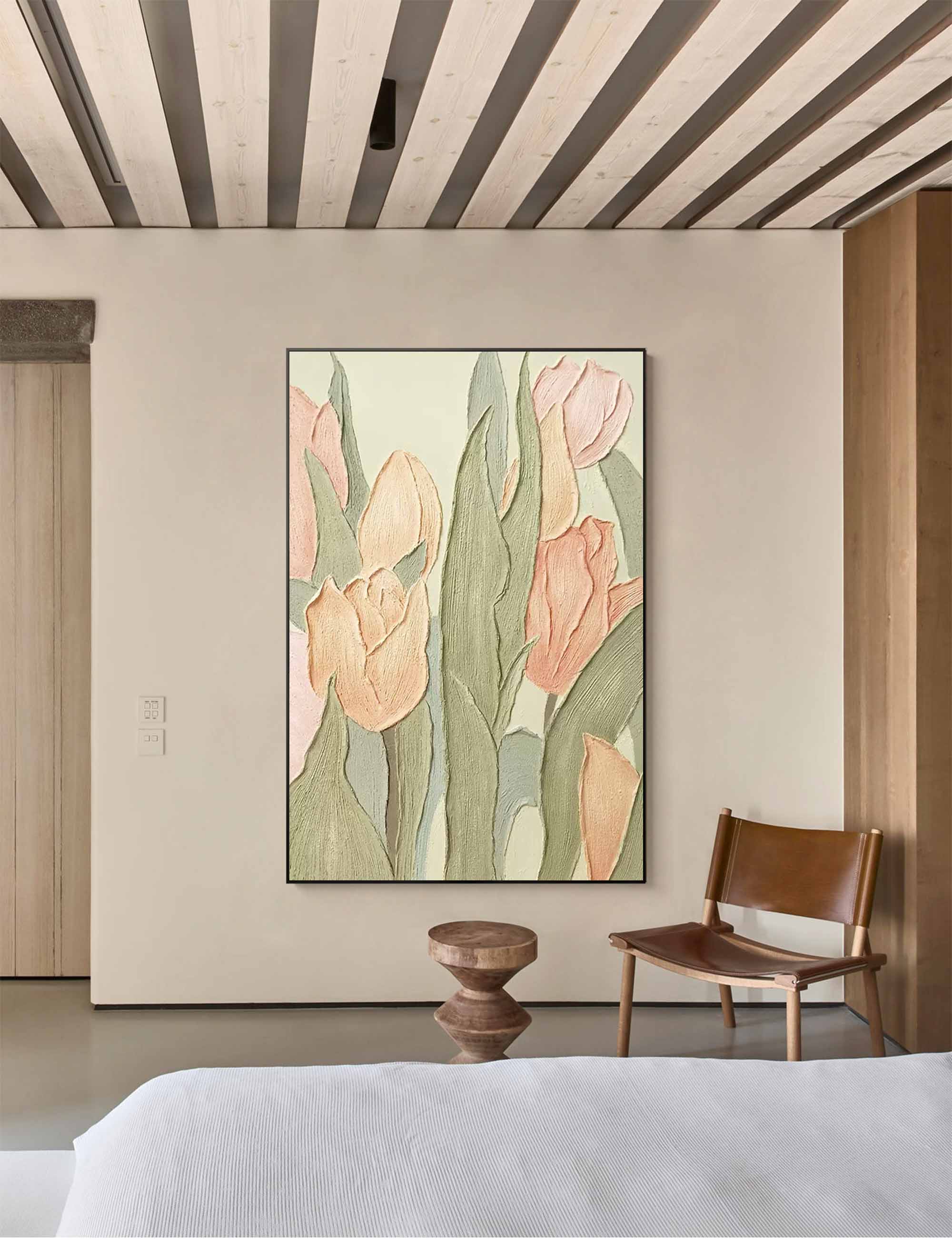 Wallart Pastel Tulip Textured Canvas Art