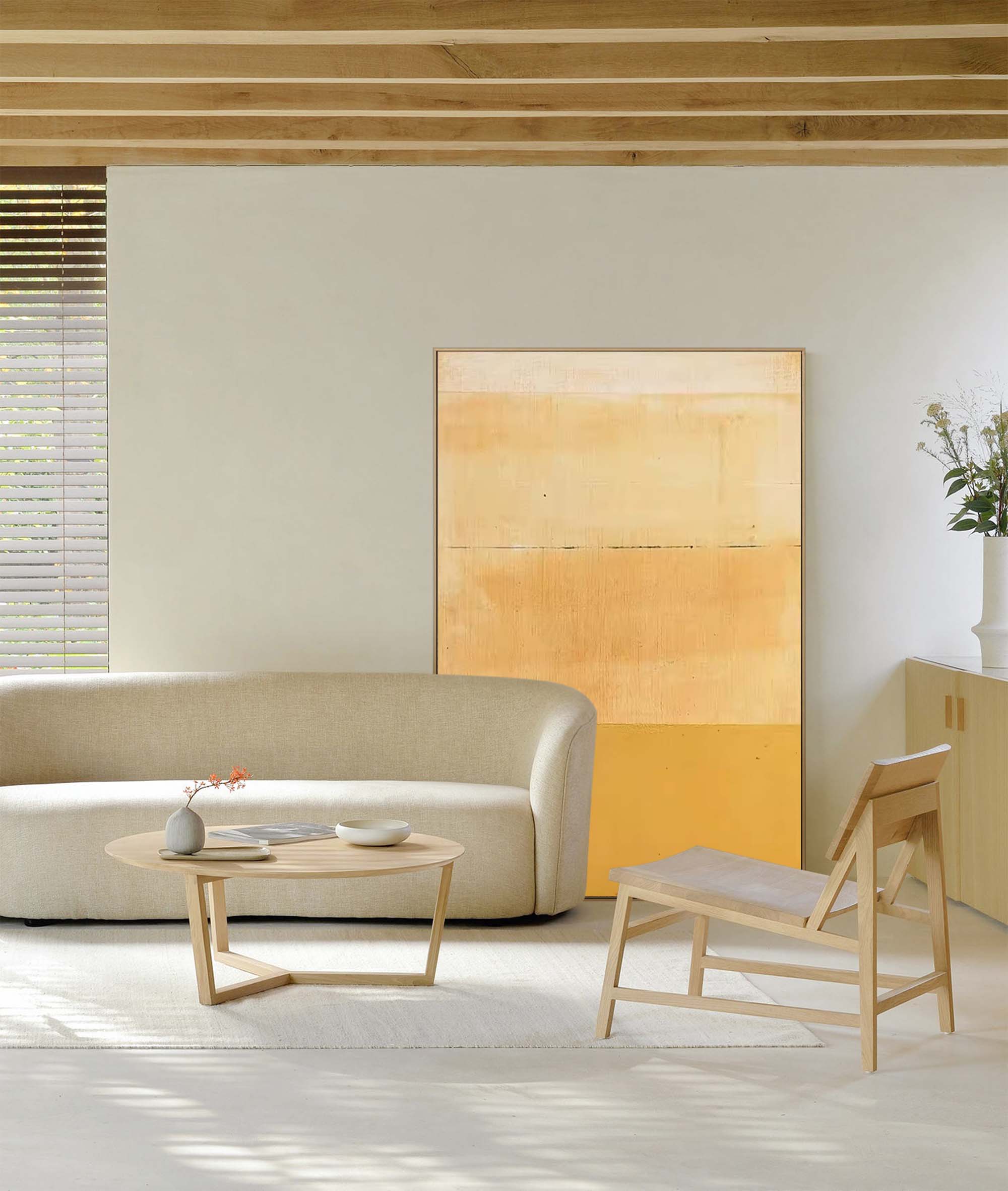 Wallart Golden Minimalist Abstract Art