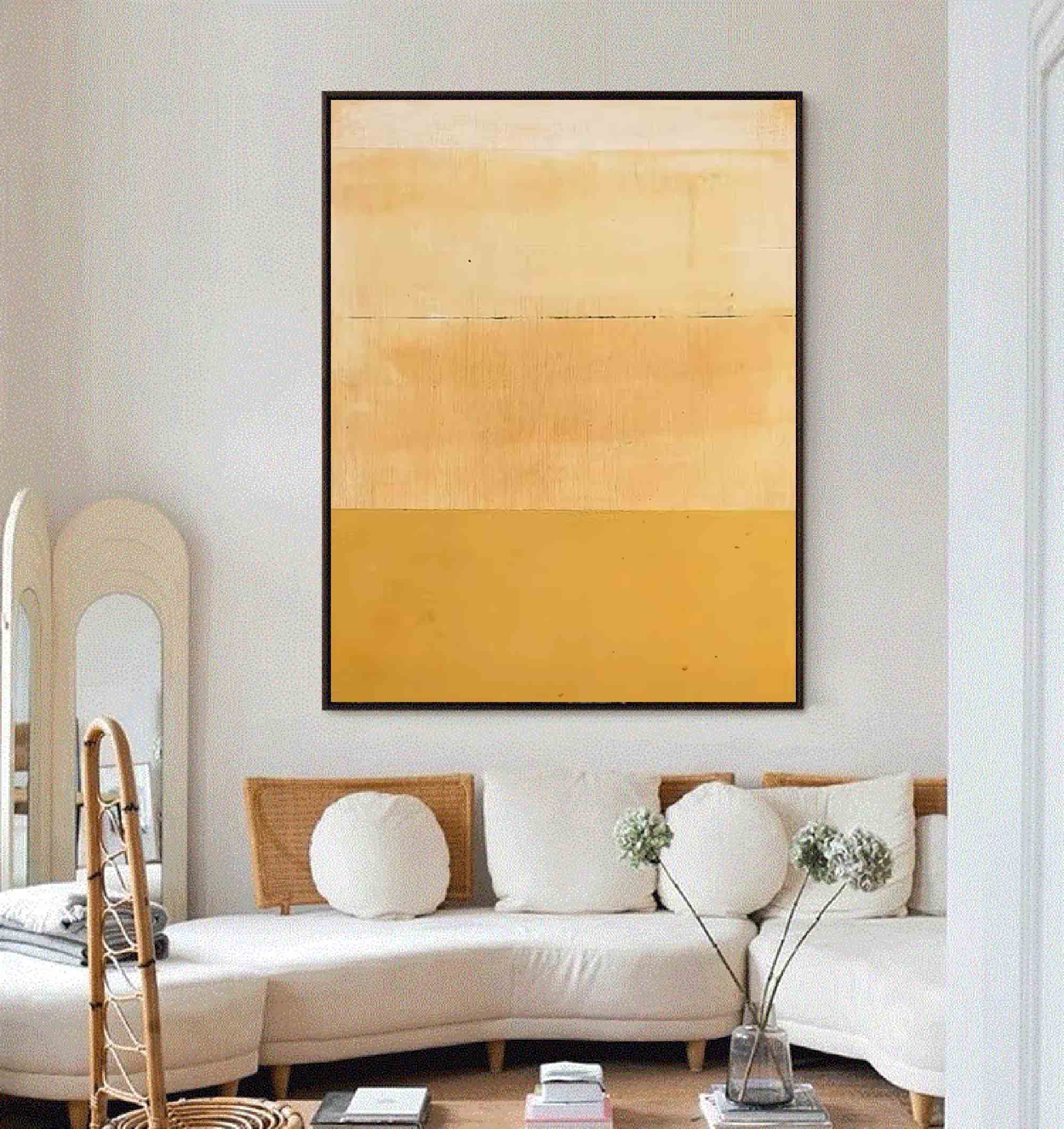 Wallart Golden Minimalist Abstract Art