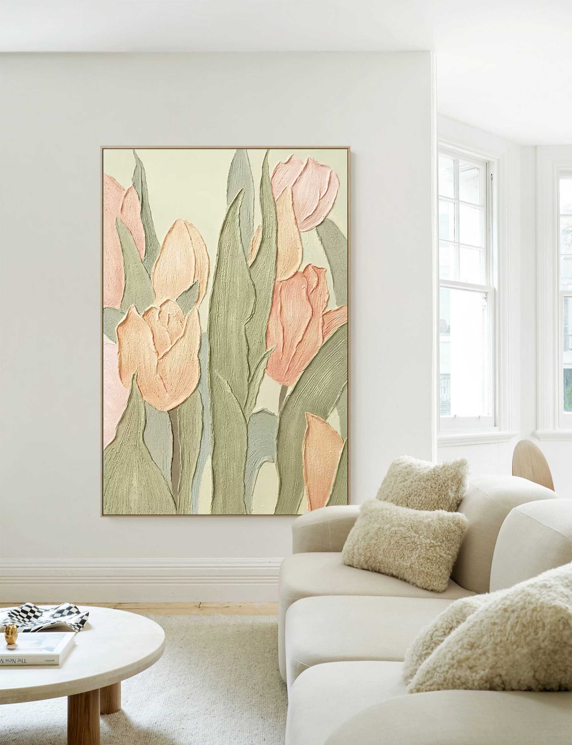 Wallart Pastel Tulip Textured Canvas Art