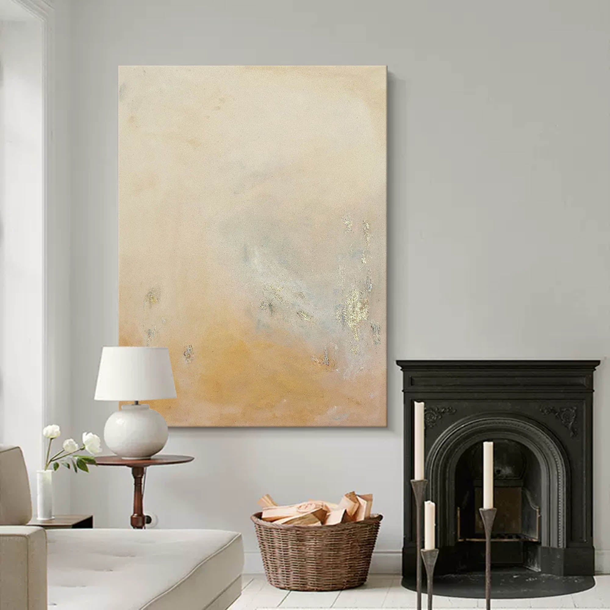 Wallart Soft Earth Tones Abstract Canvas