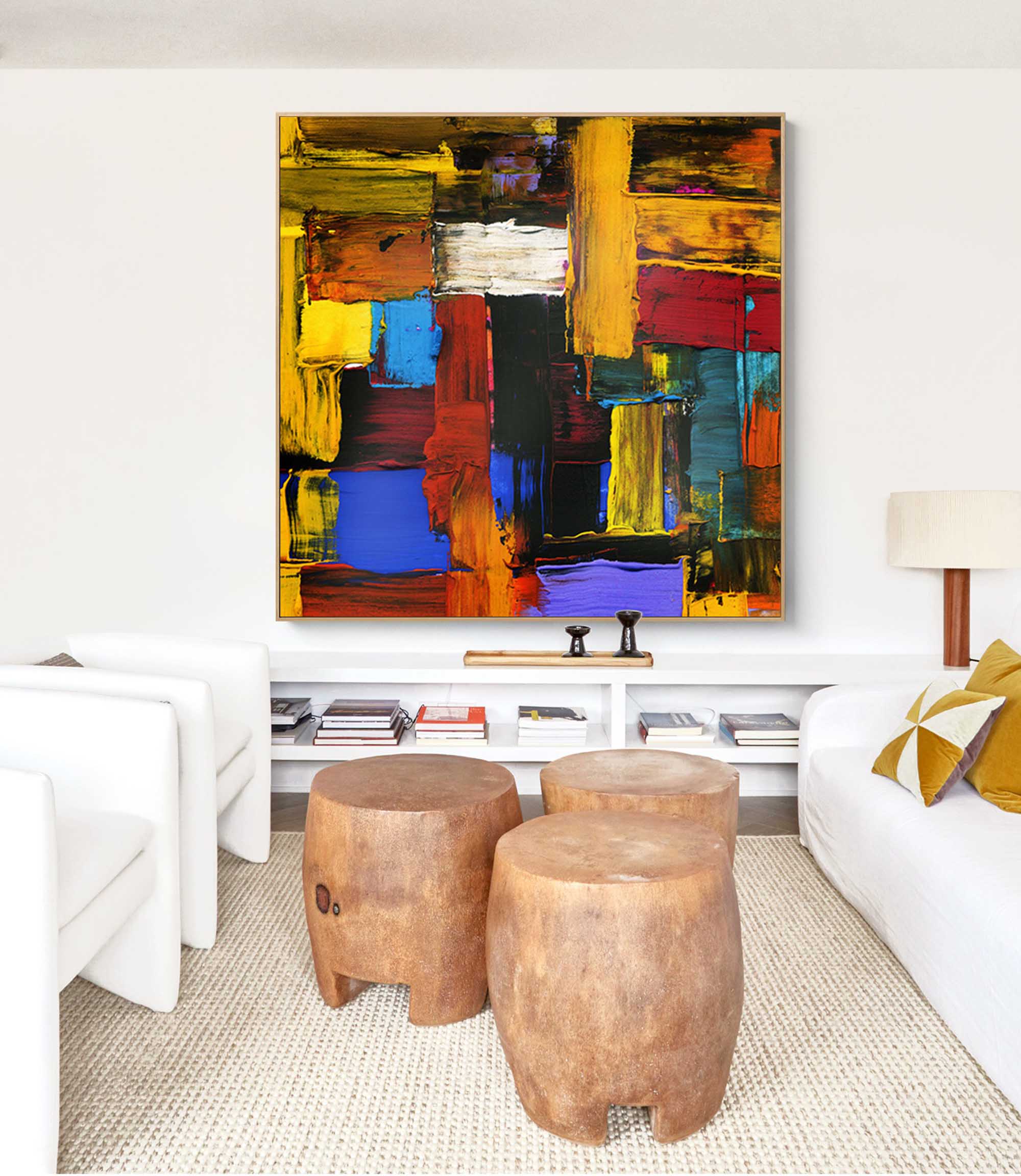 Wallart Bold Color Block Abstract Canvas Art