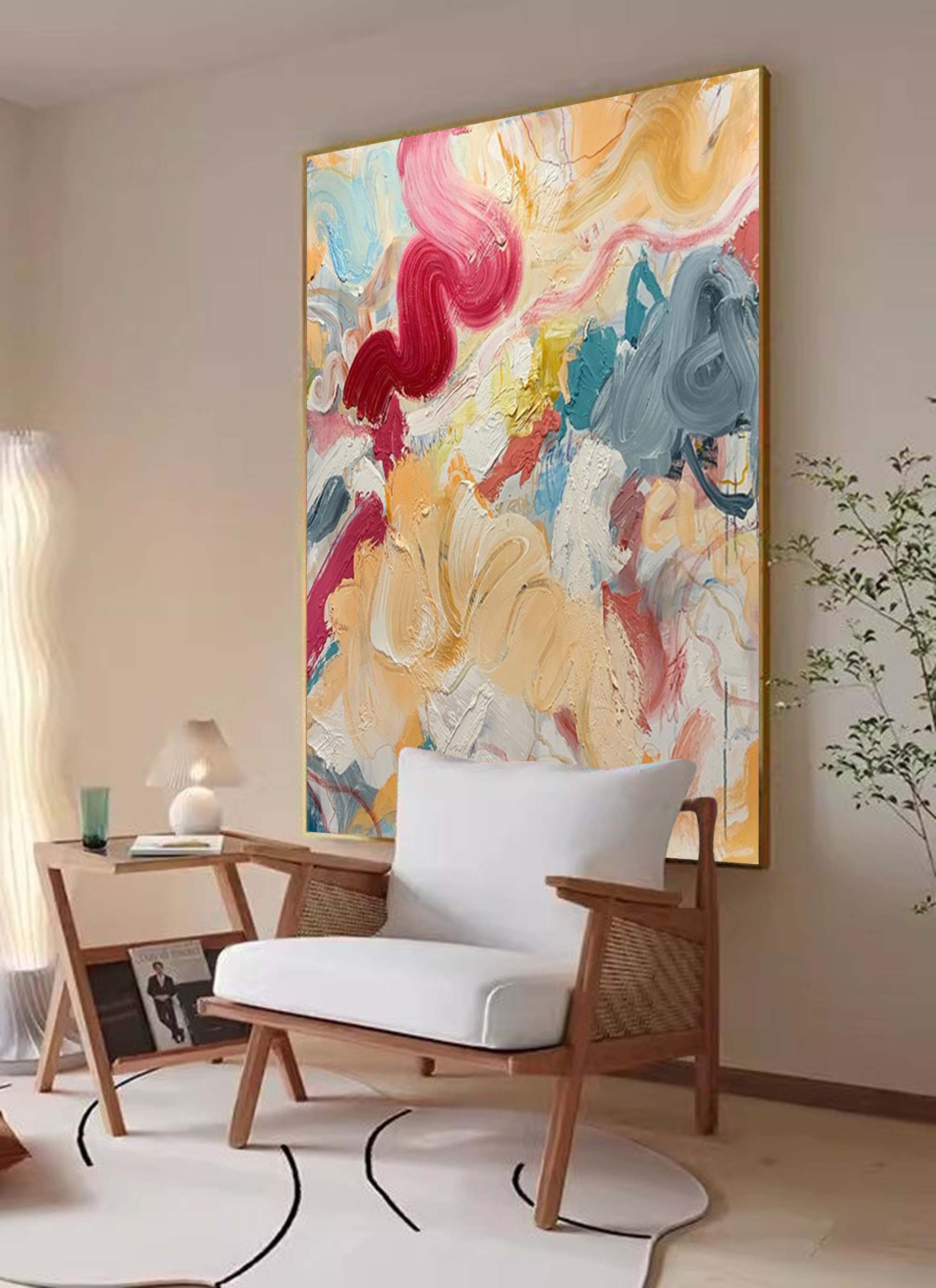 Wallart Whimsical Abstract Expressionist Canvas Art