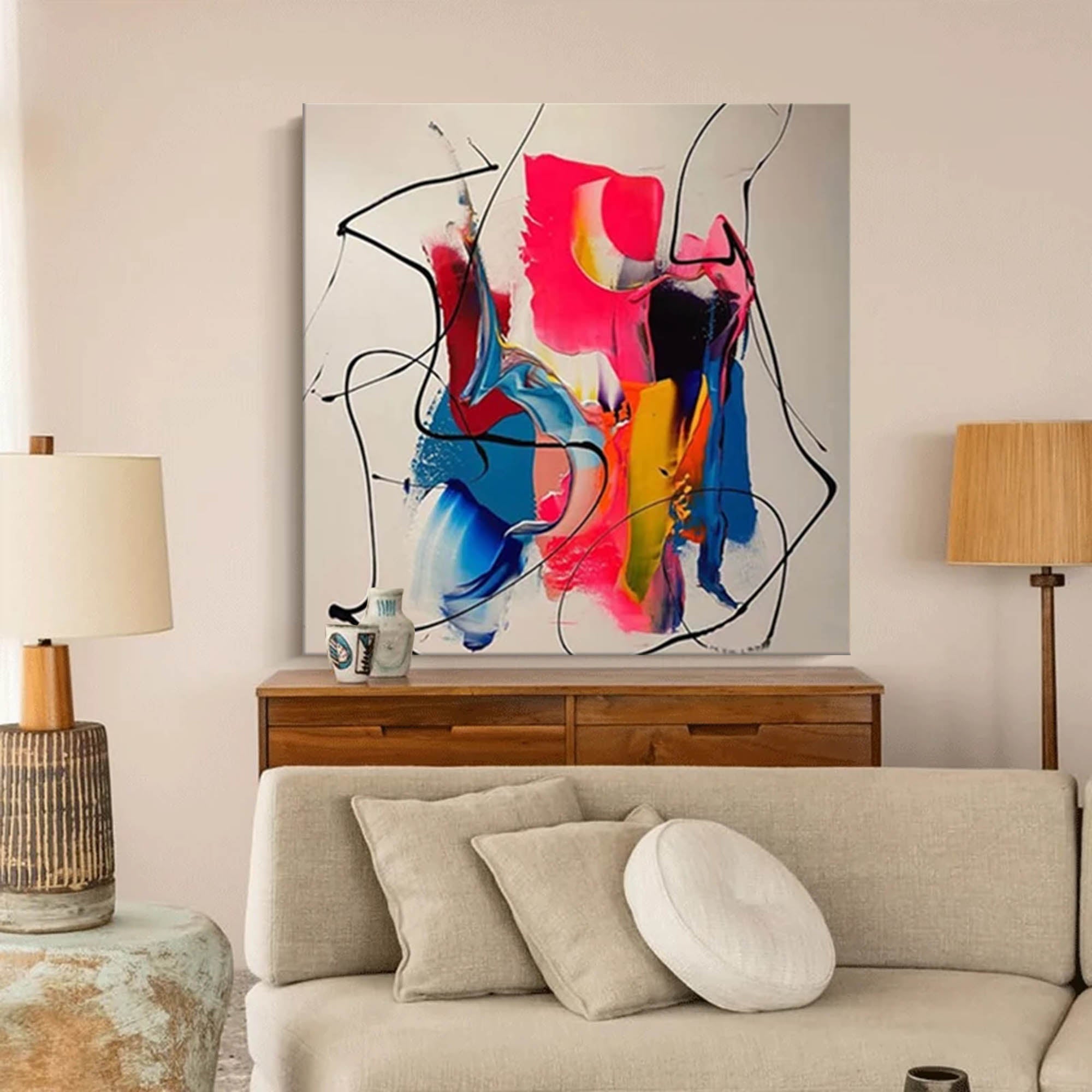 Wallart Bold Abstract Fluid Art with Dynamic Lines