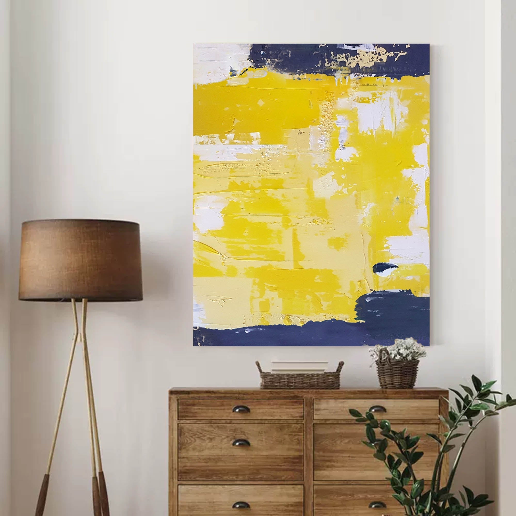 Wallart Sunlit Yellow Abstract Canvas Art