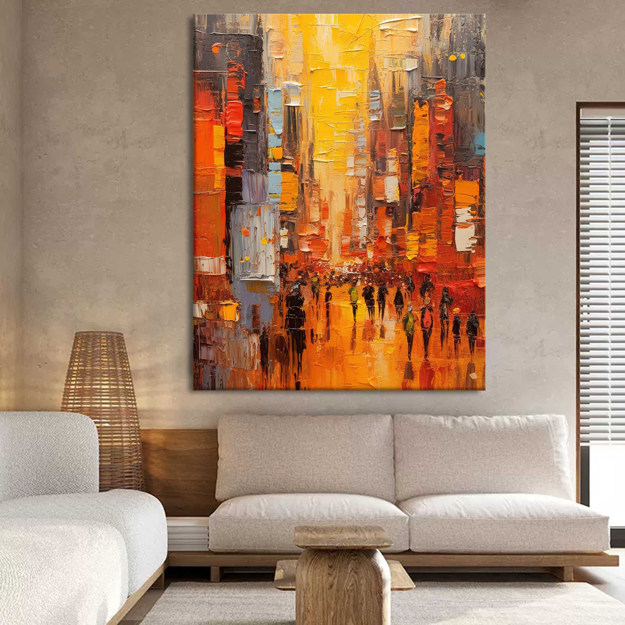 Wallart Nighttime City Walk Oil Painting