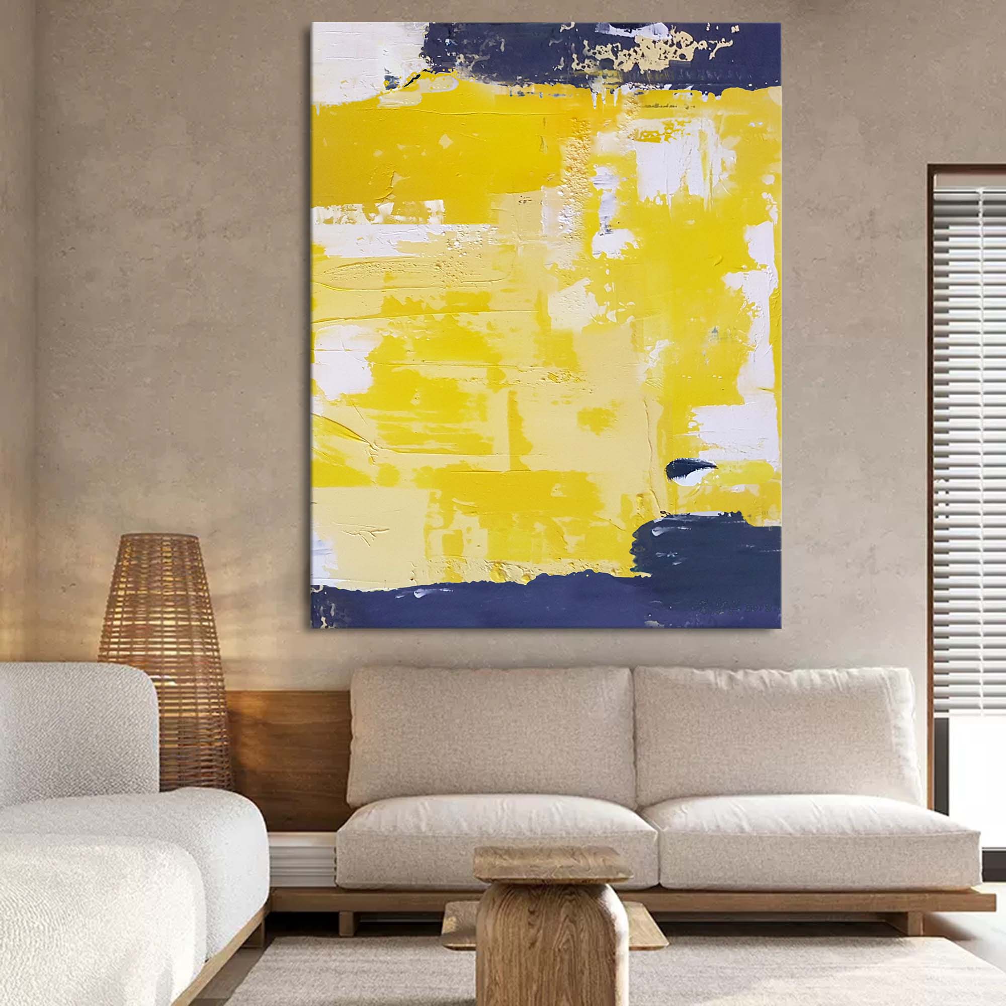 Wallart Sunlit Yellow Abstract Canvas Art