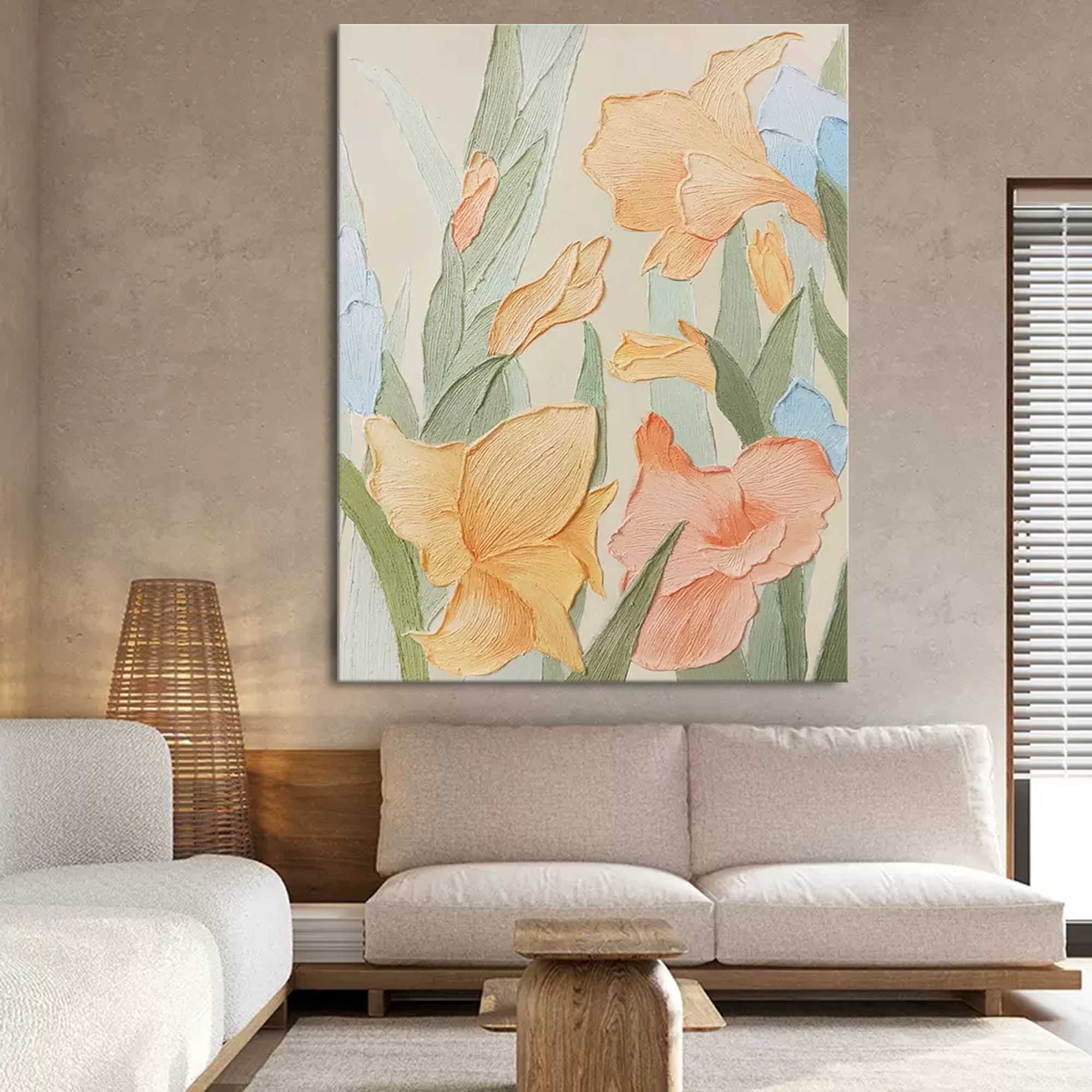 Wallart Vibrant Floral Textured Canvas Art