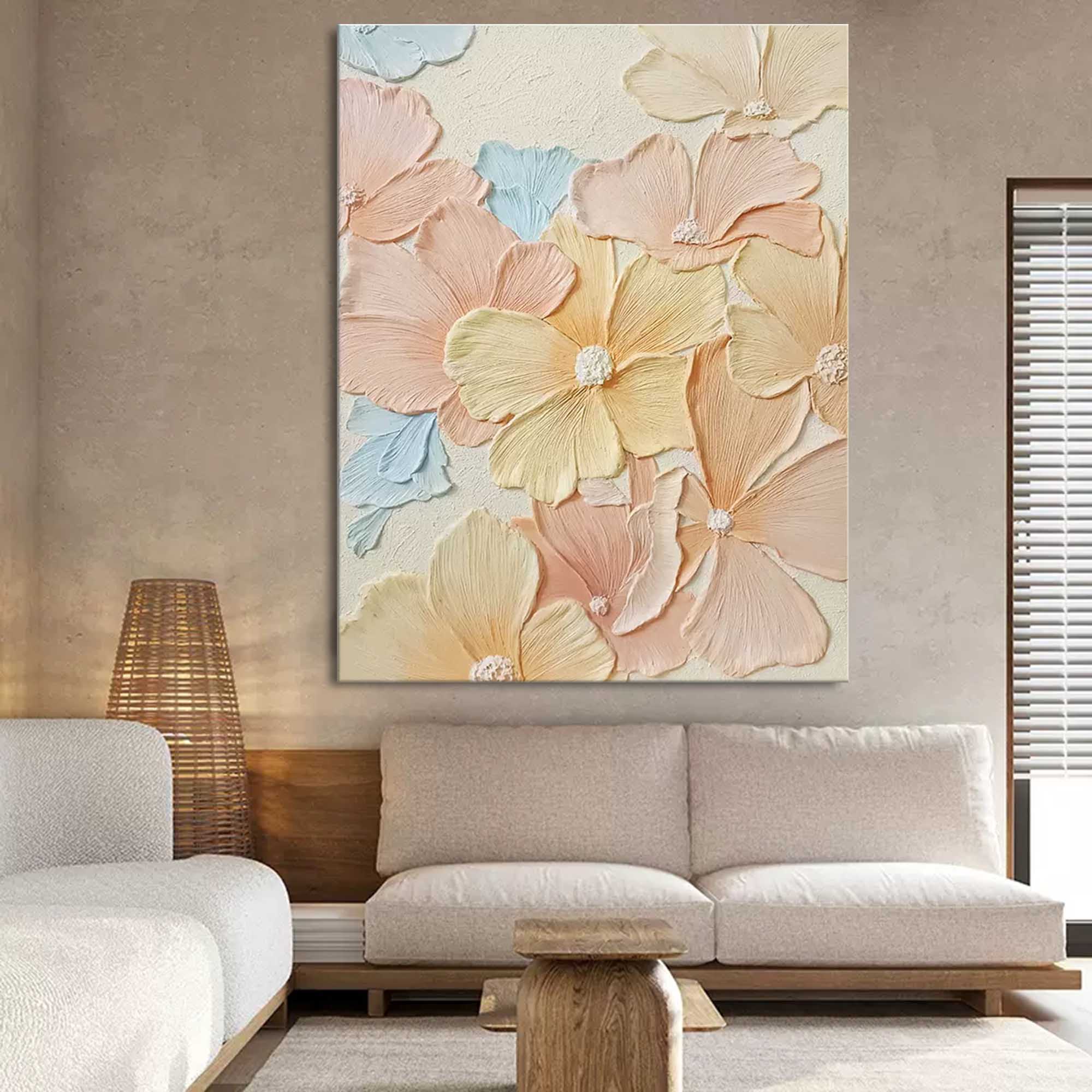 Wallart Pastel Floral Textured Canvas Art