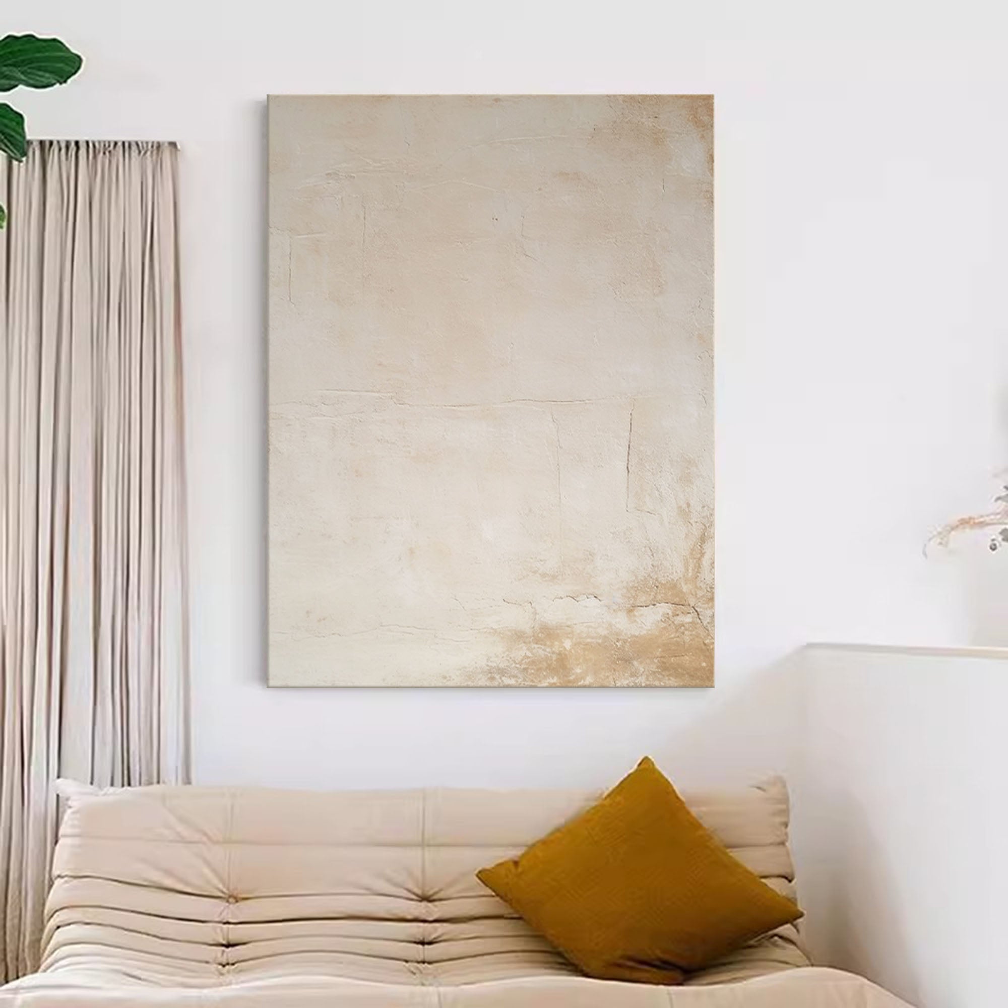 Wallart Subtle Beige Textured Abstract Art