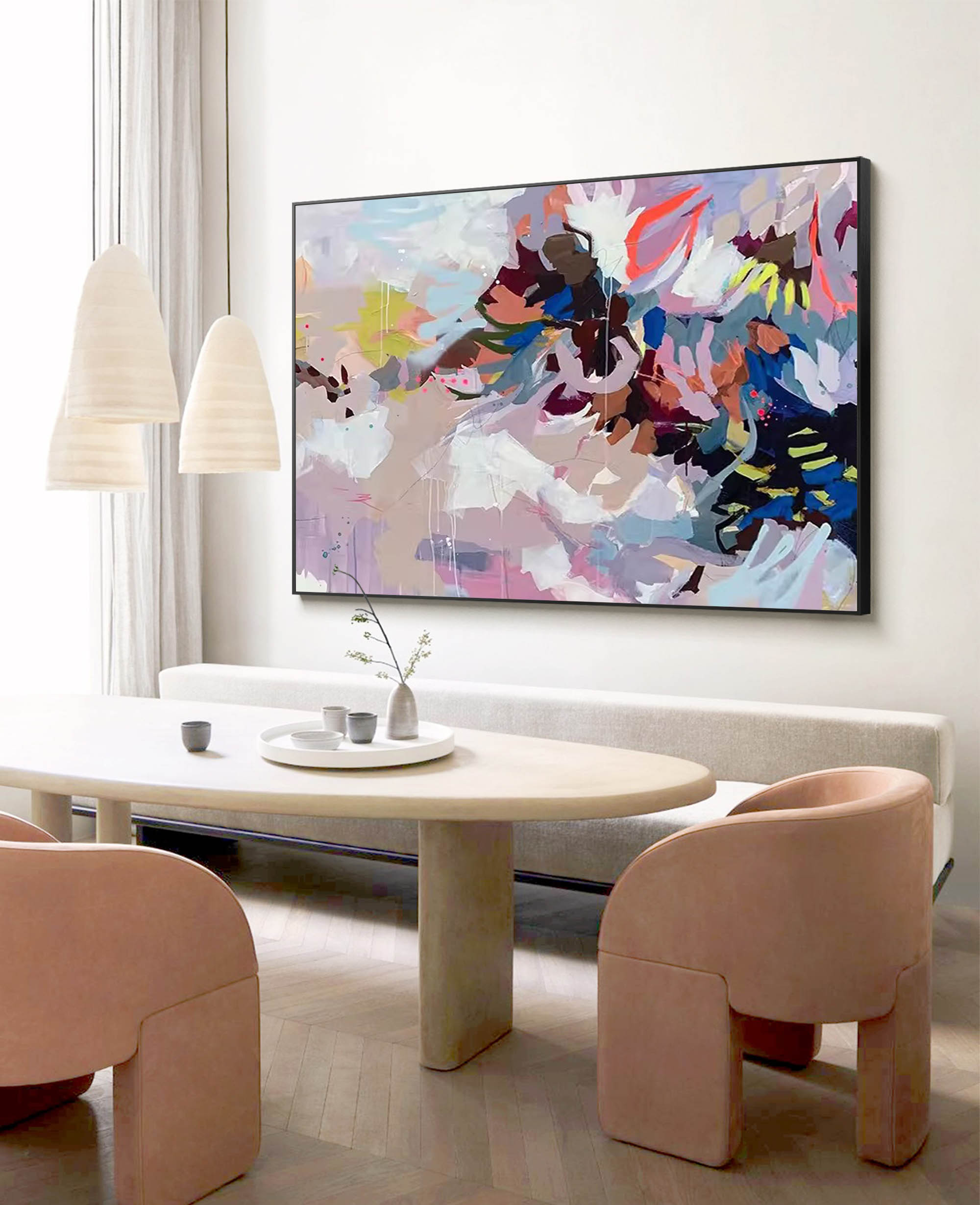 Wallart Abstract Floral Color Burst Art