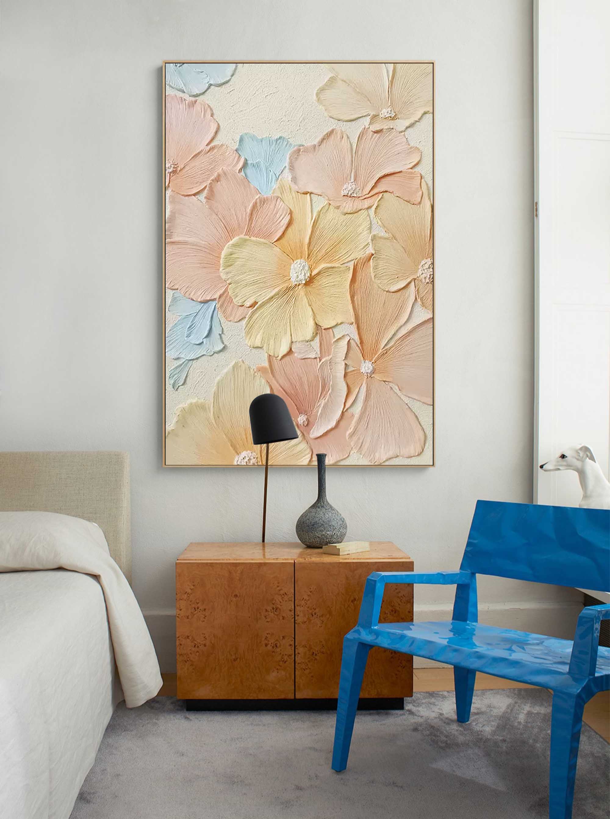 Wallart Pastel Floral Textured Canvas Art
