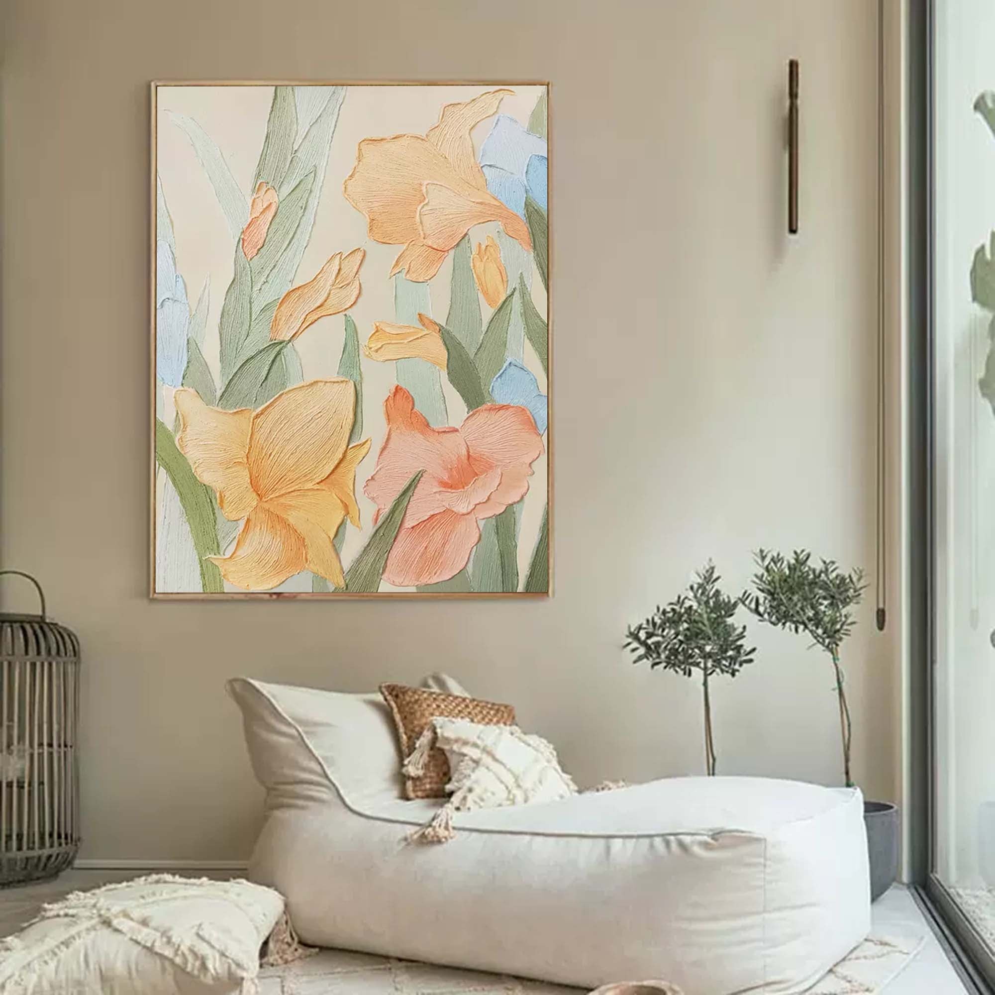 Wallart Vibrant Floral Textured Canvas Art