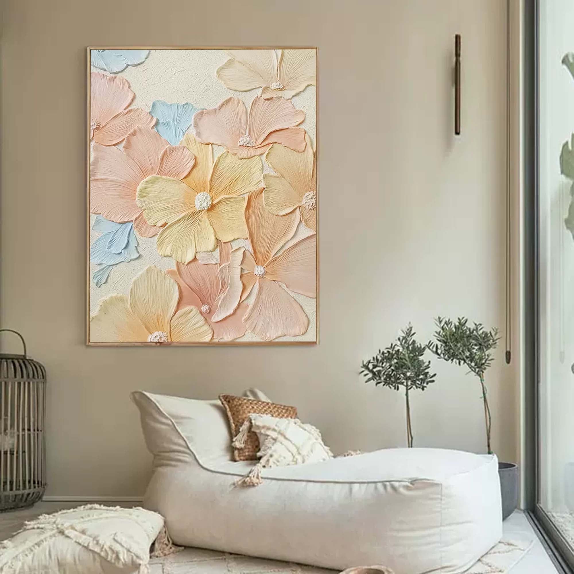 Wallart Pastel Floral Textured Canvas Art