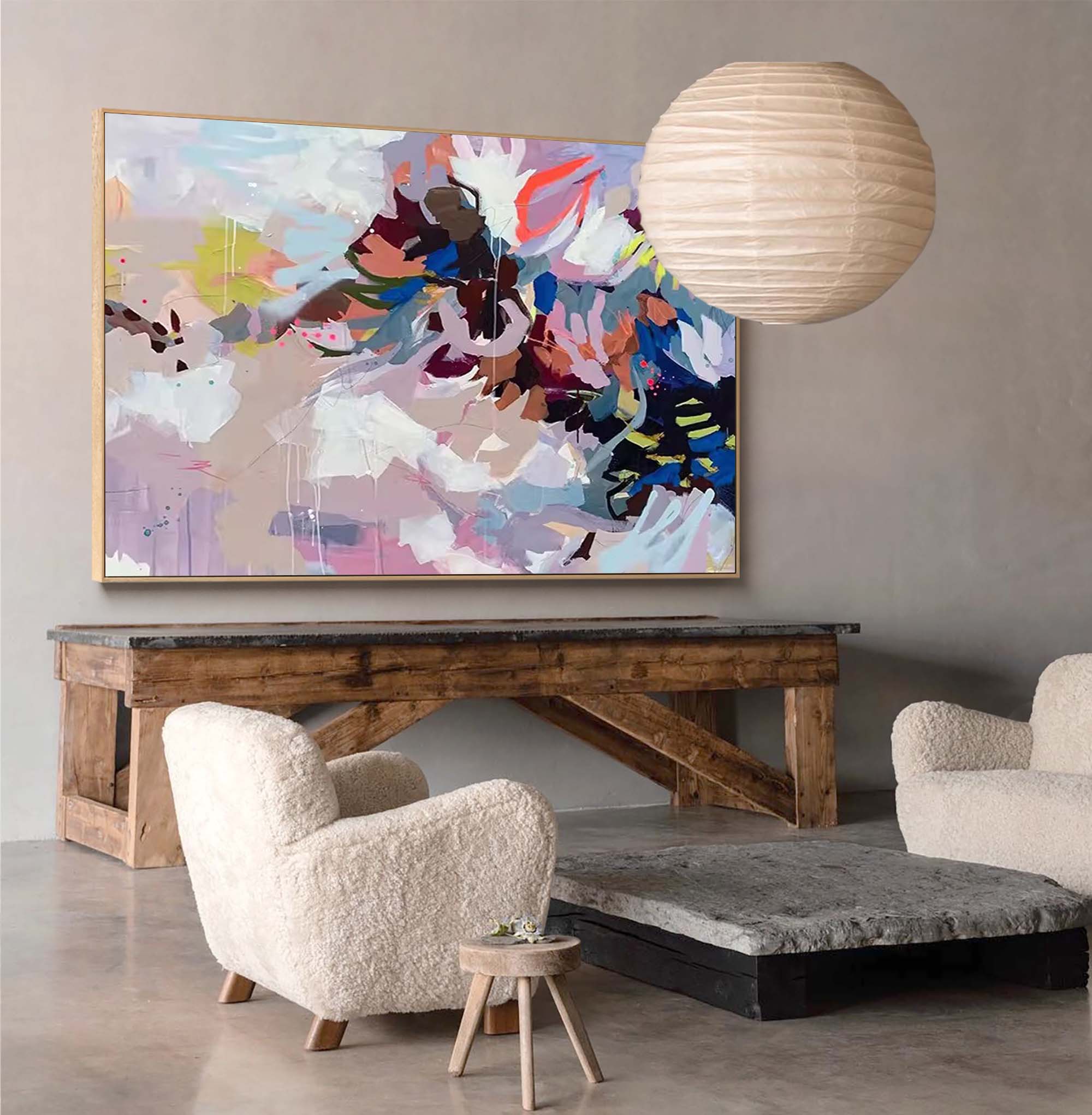 Wallart Abstract Floral Color Burst Art