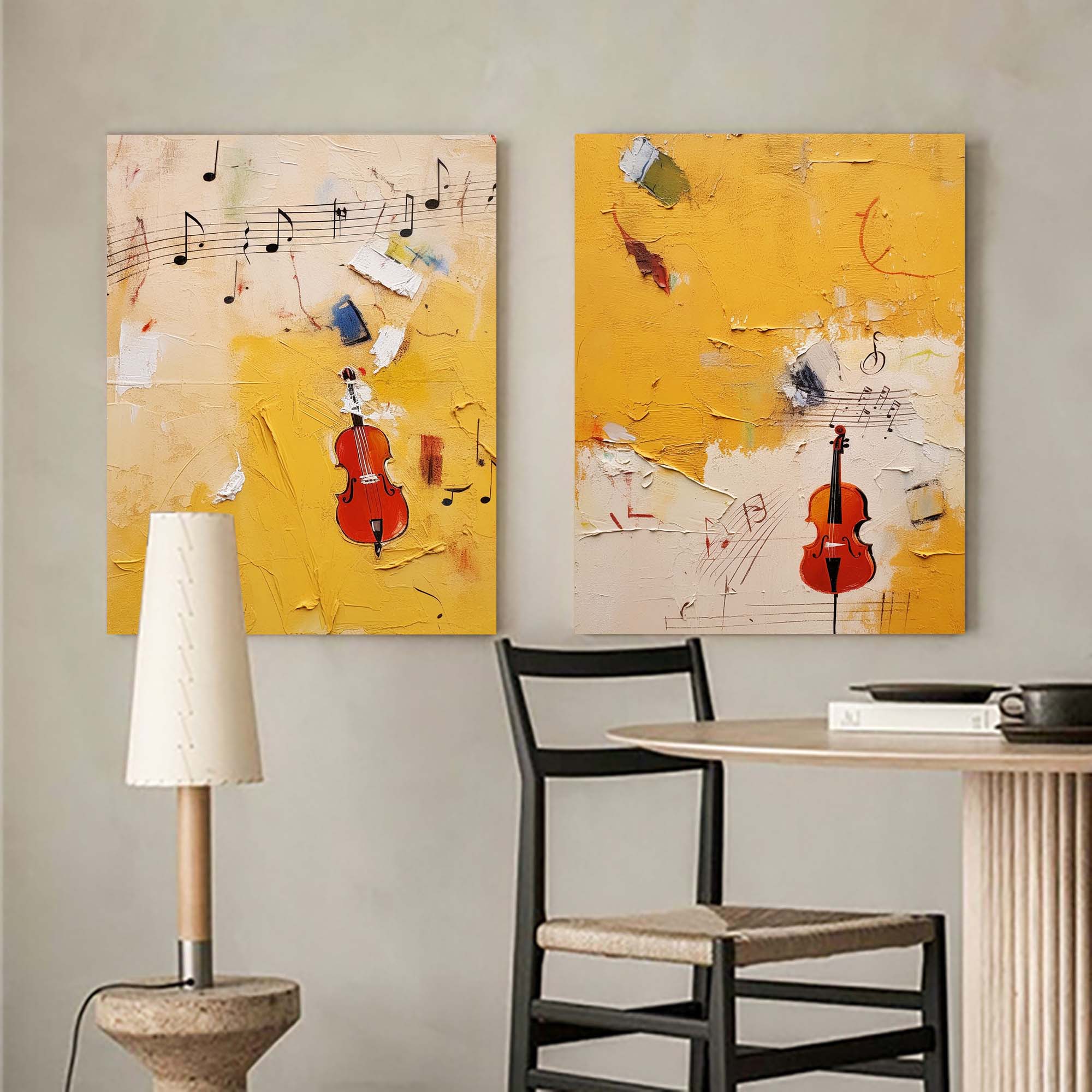 Wallart Musical Abstract Violin Art Duo