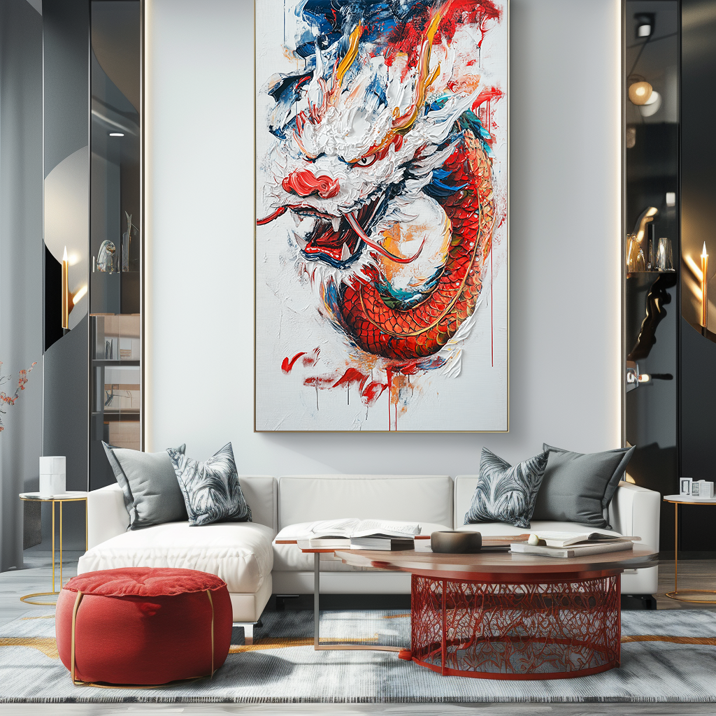Large-scale painting of Chinese dragon texture