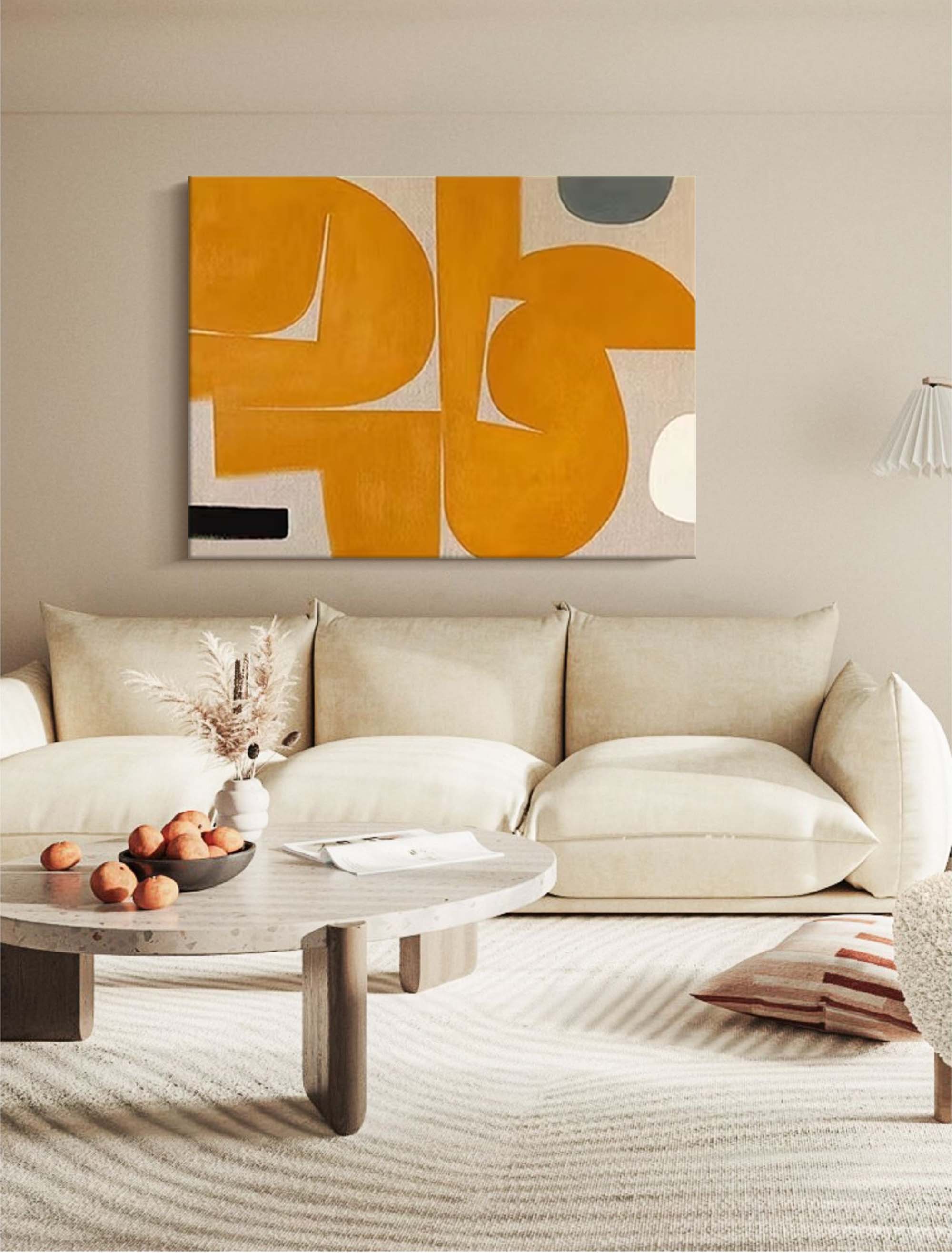 Wallart Golden Curves: Mid-Century Abstract Harmony