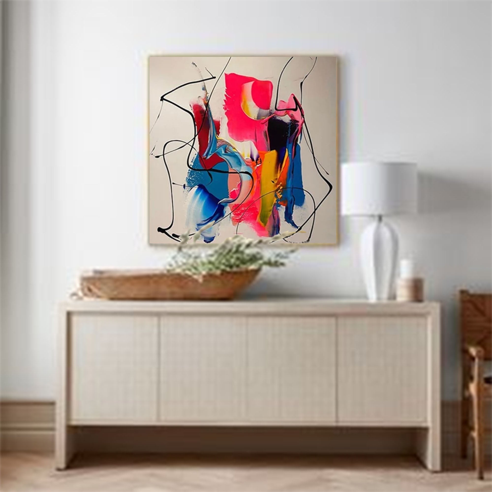 Wallart Bold Abstract Fluid Art with Dynamic Lines