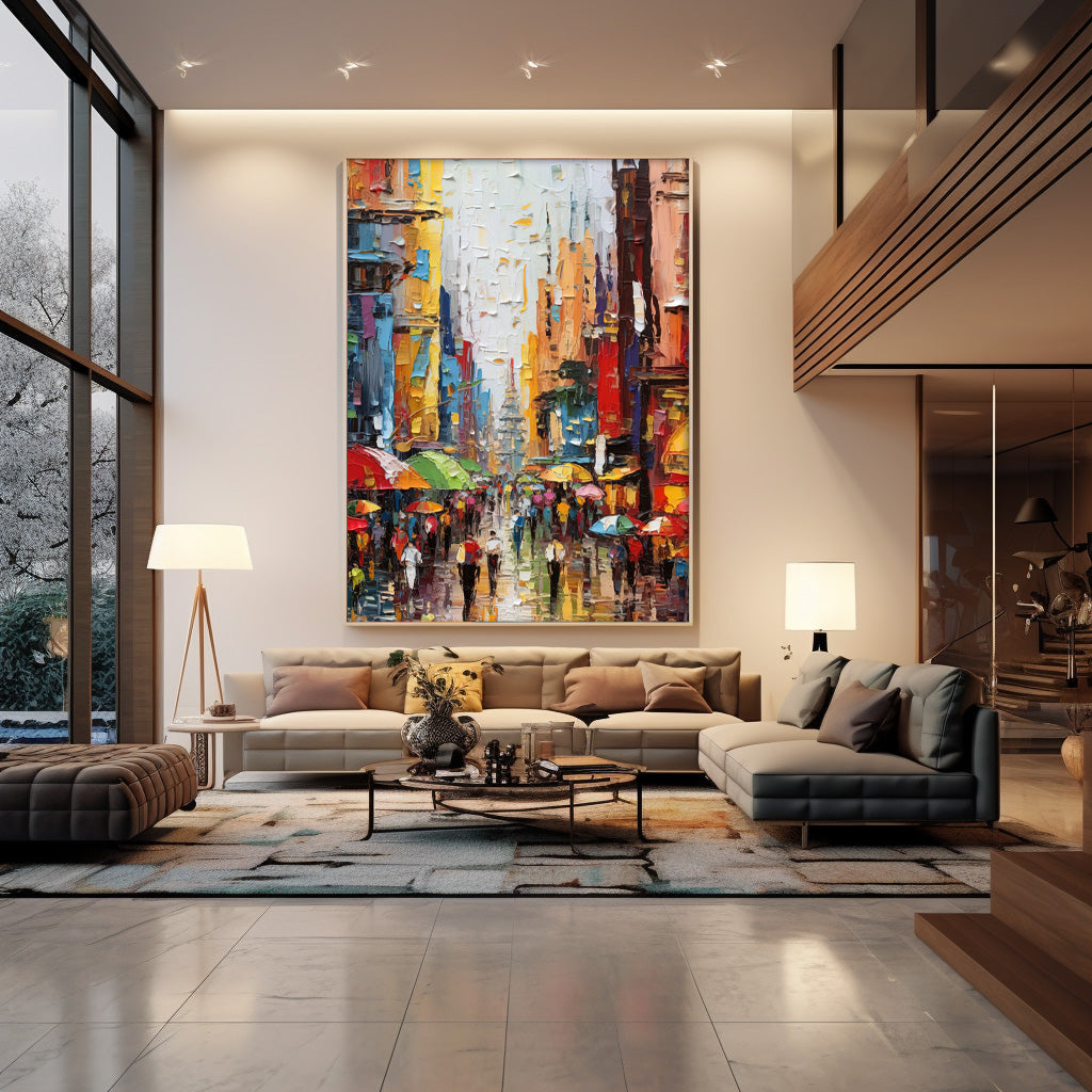 Wallart Colorful Street Scene Oil Painting