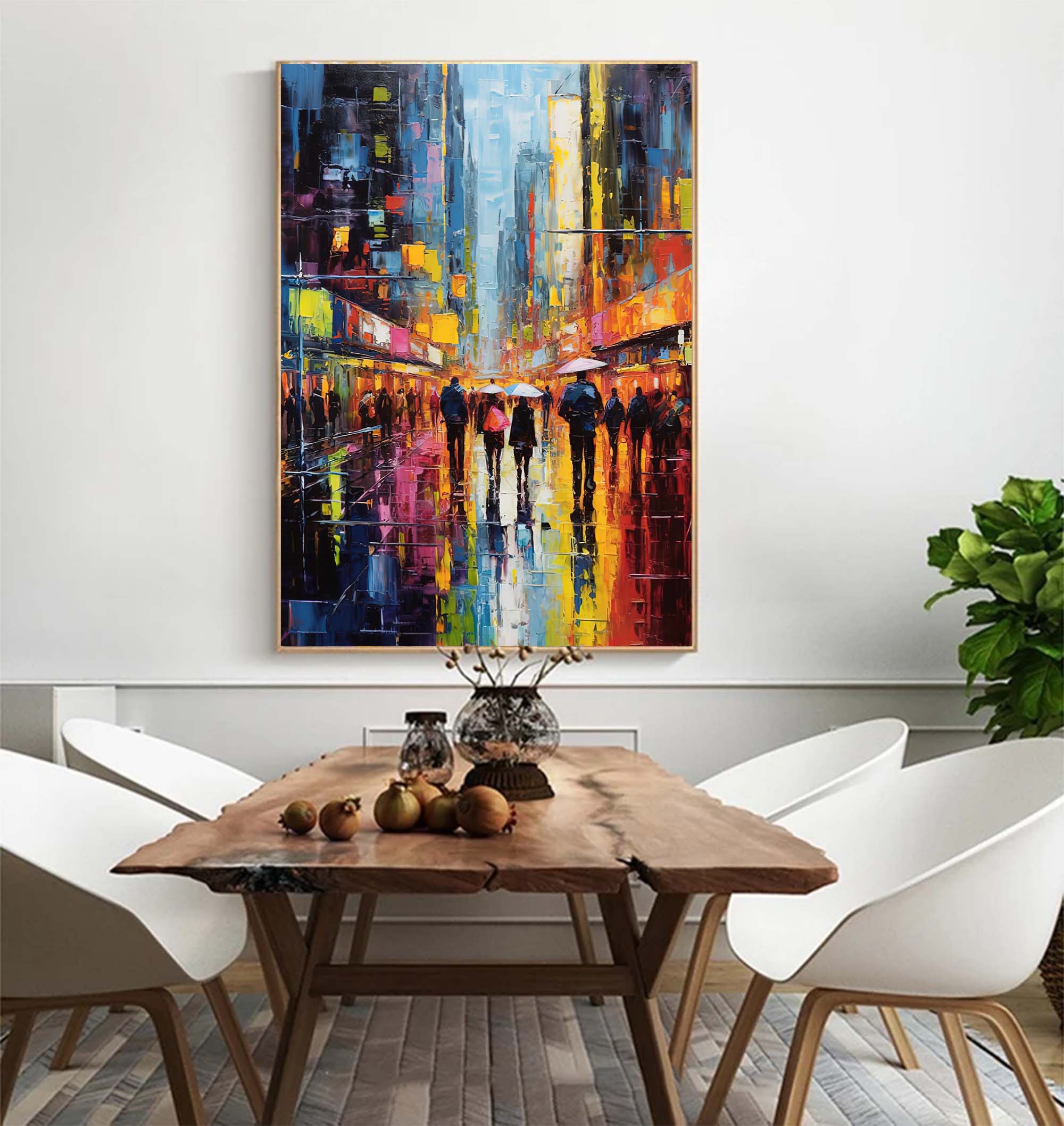 Wallart Nighttime City Walk Oil Painting
