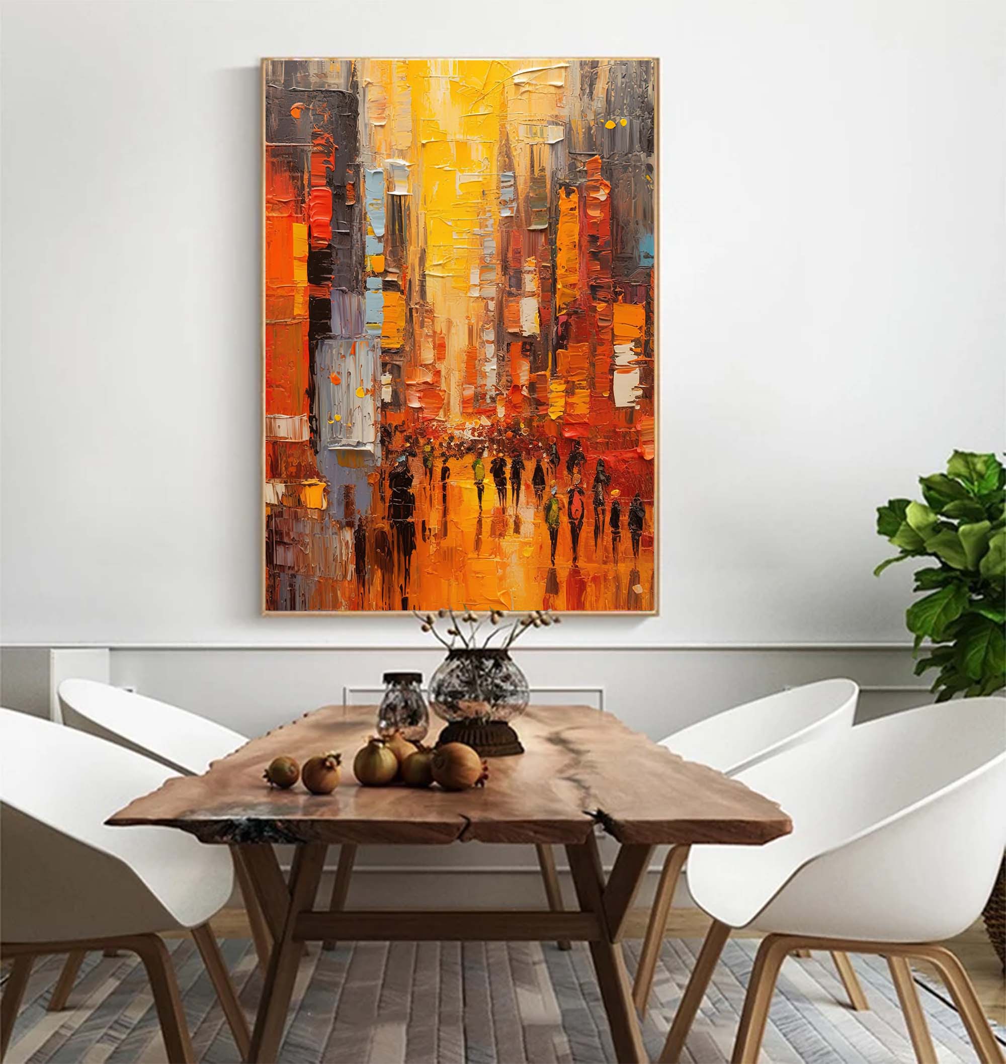 Wallart Nighttime City Walk Oil Painting