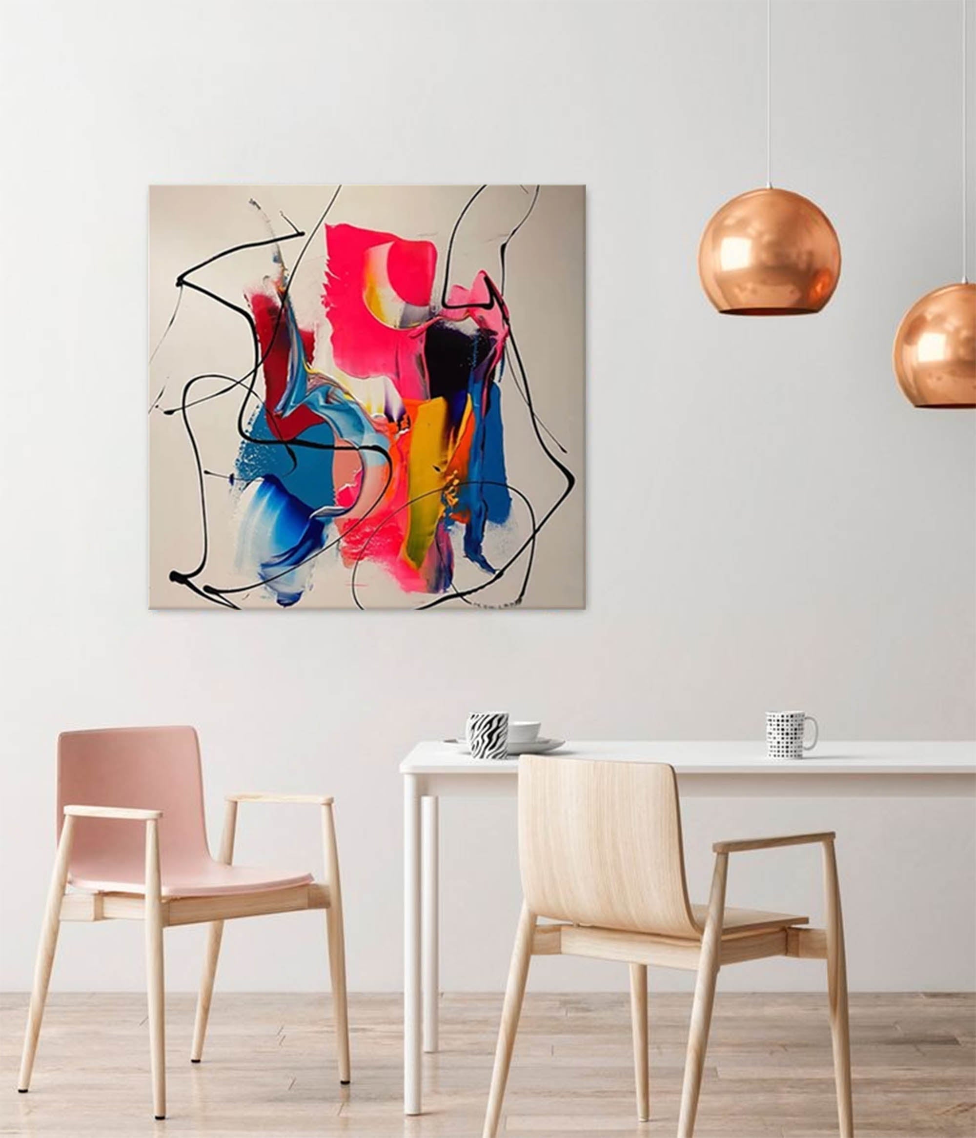 Wallart Bold Abstract Fluid Art with Dynamic Lines