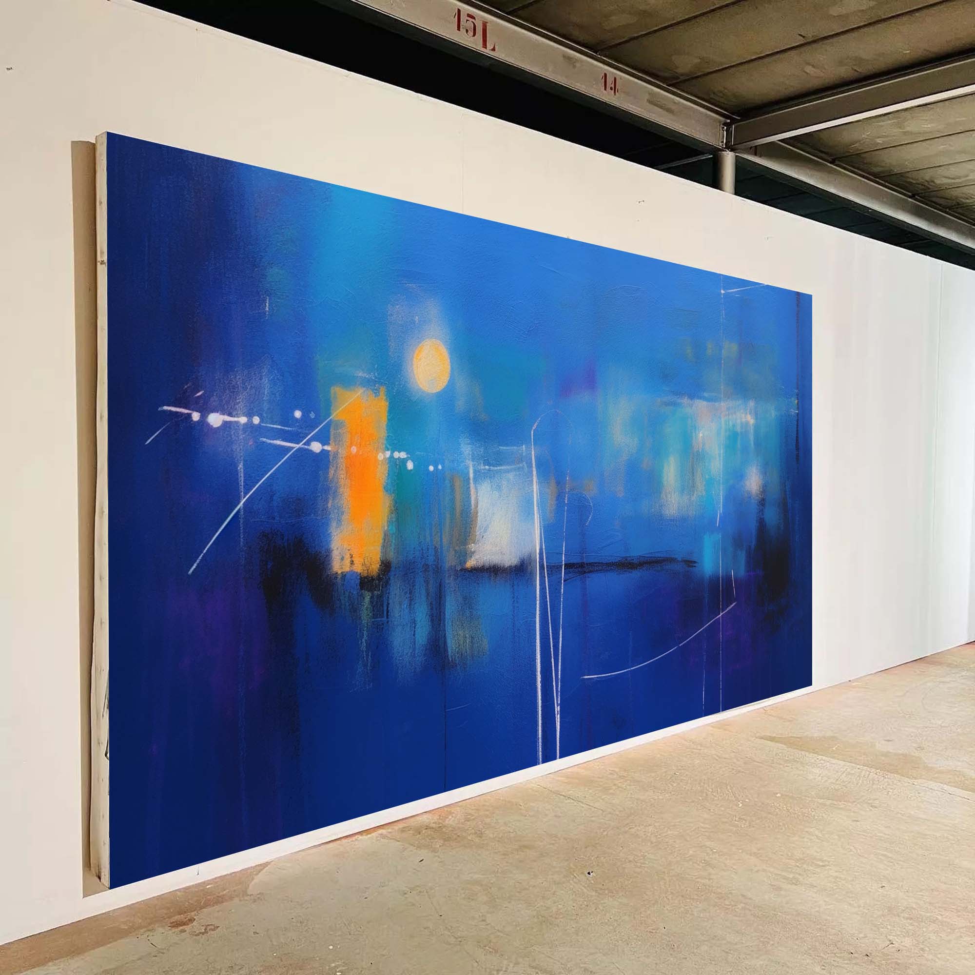 Wallart Luminous Blue Abstract Horizon