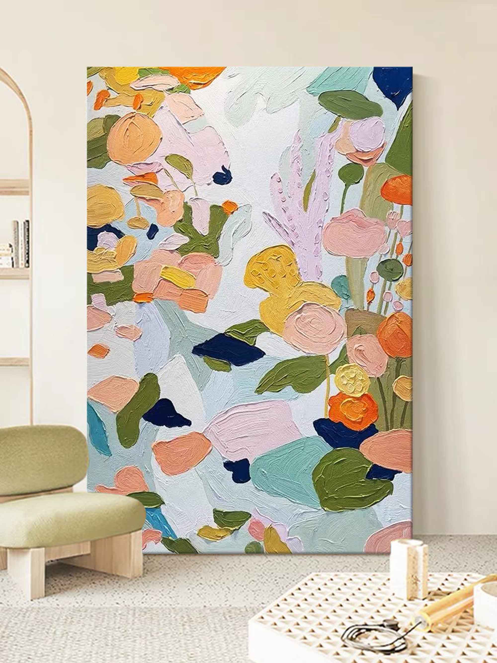 Wallart Colorful Floral Abstract Texture Art