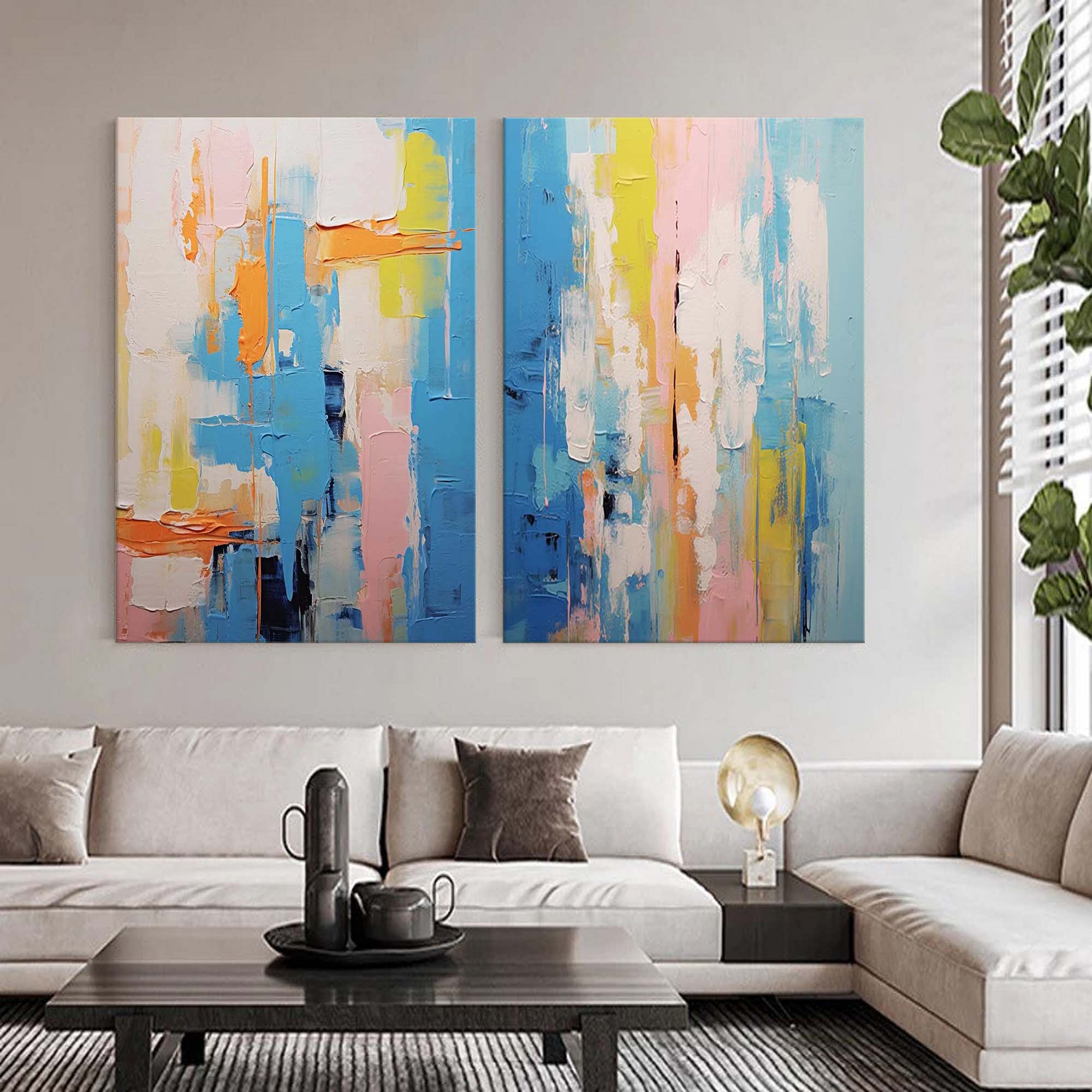 Wallart Vibrant Abstract Blue Art Set