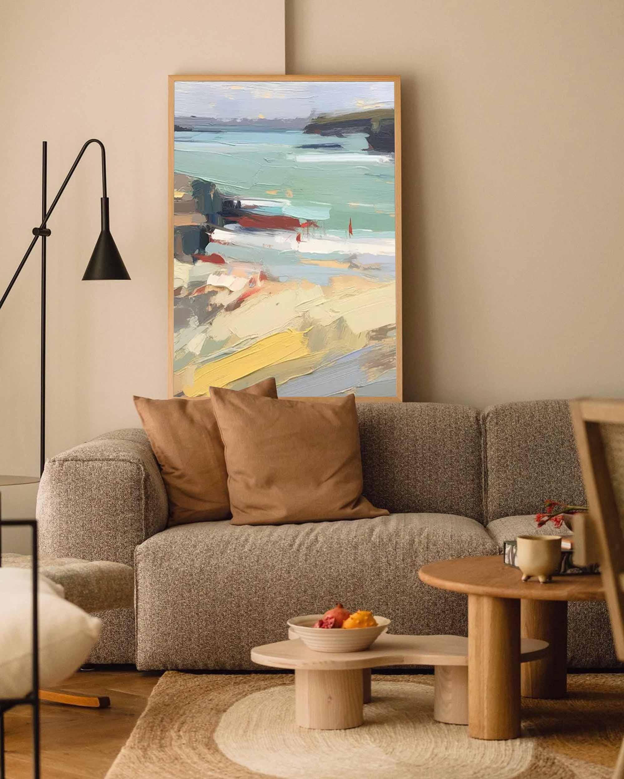 Wallart Impressionist Coastal Landscape – Vibrant Seaside Painting