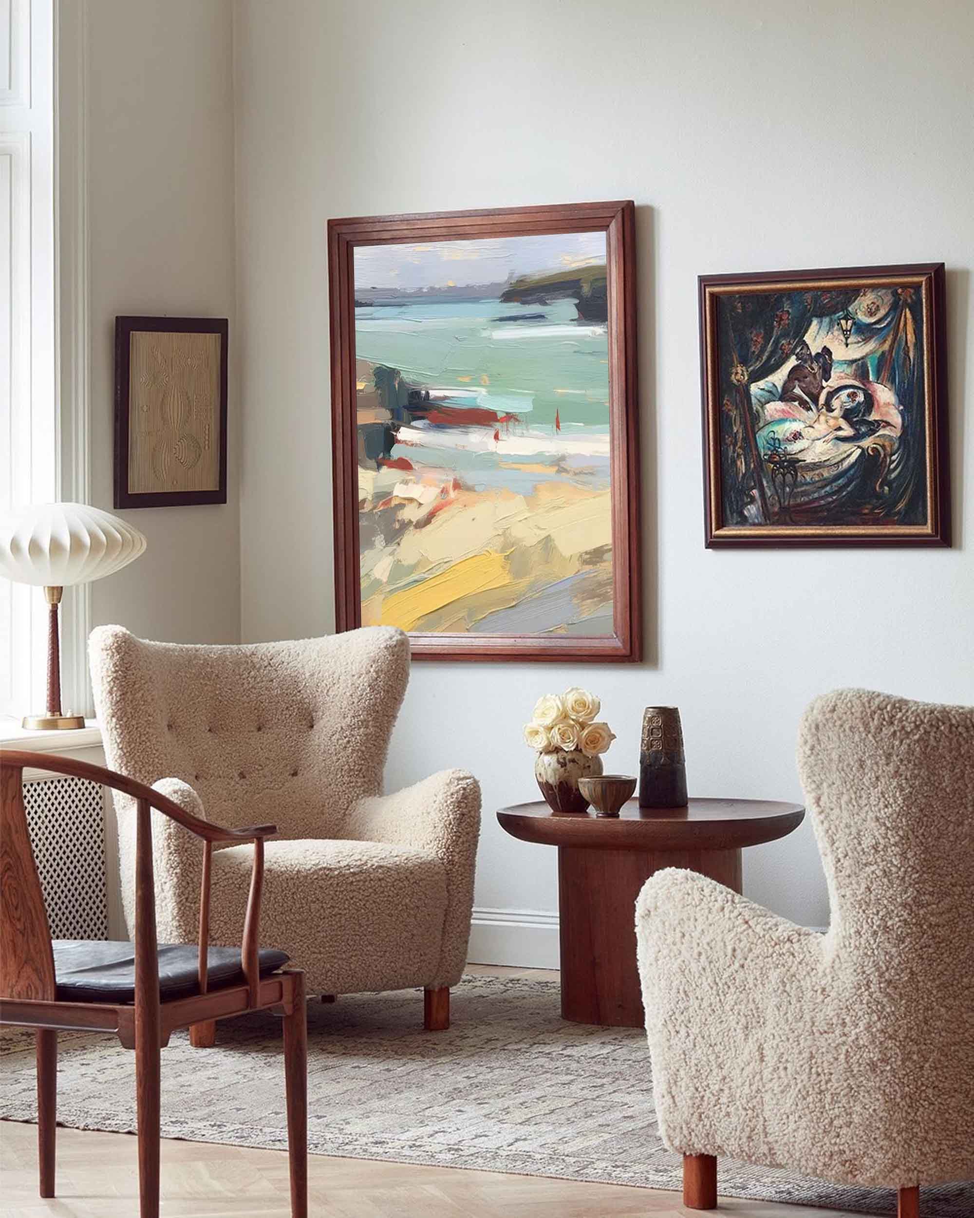 Wallart Impressionist Coastal Landscape – Vibrant Seaside Painting