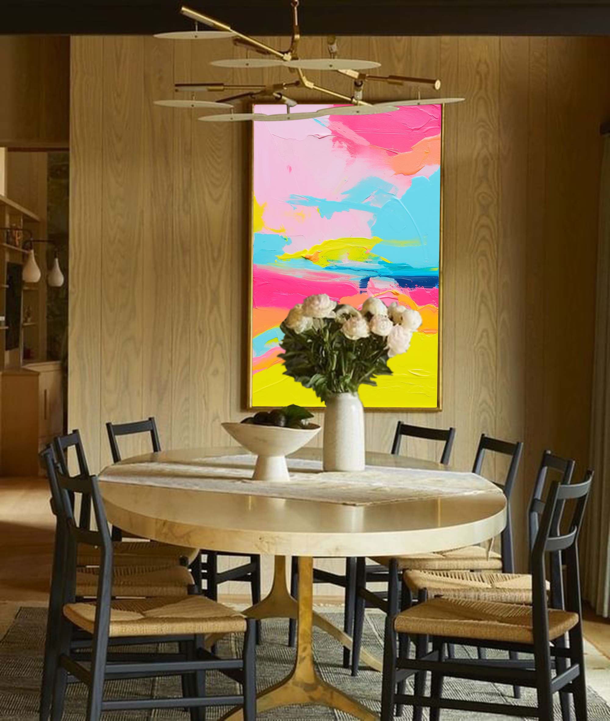 Wallart Neon Horizon Abstract Canvas