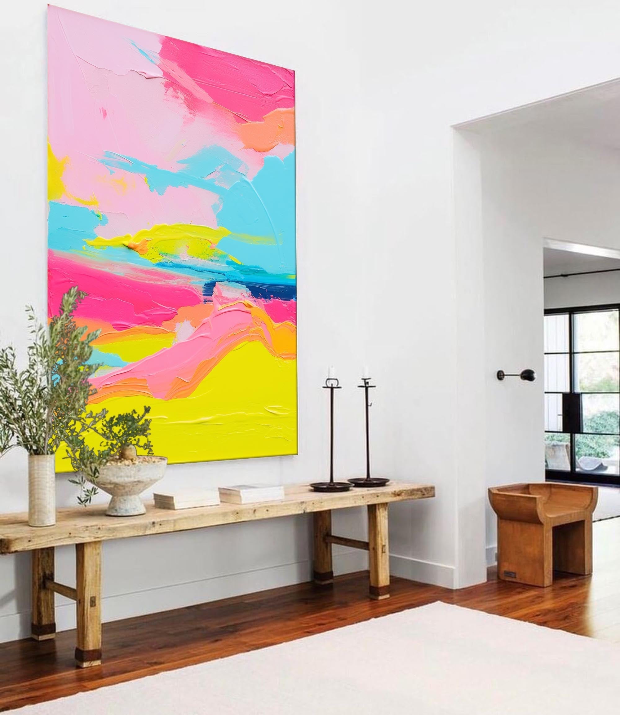 Wallart Neon Horizon Abstract Canvas