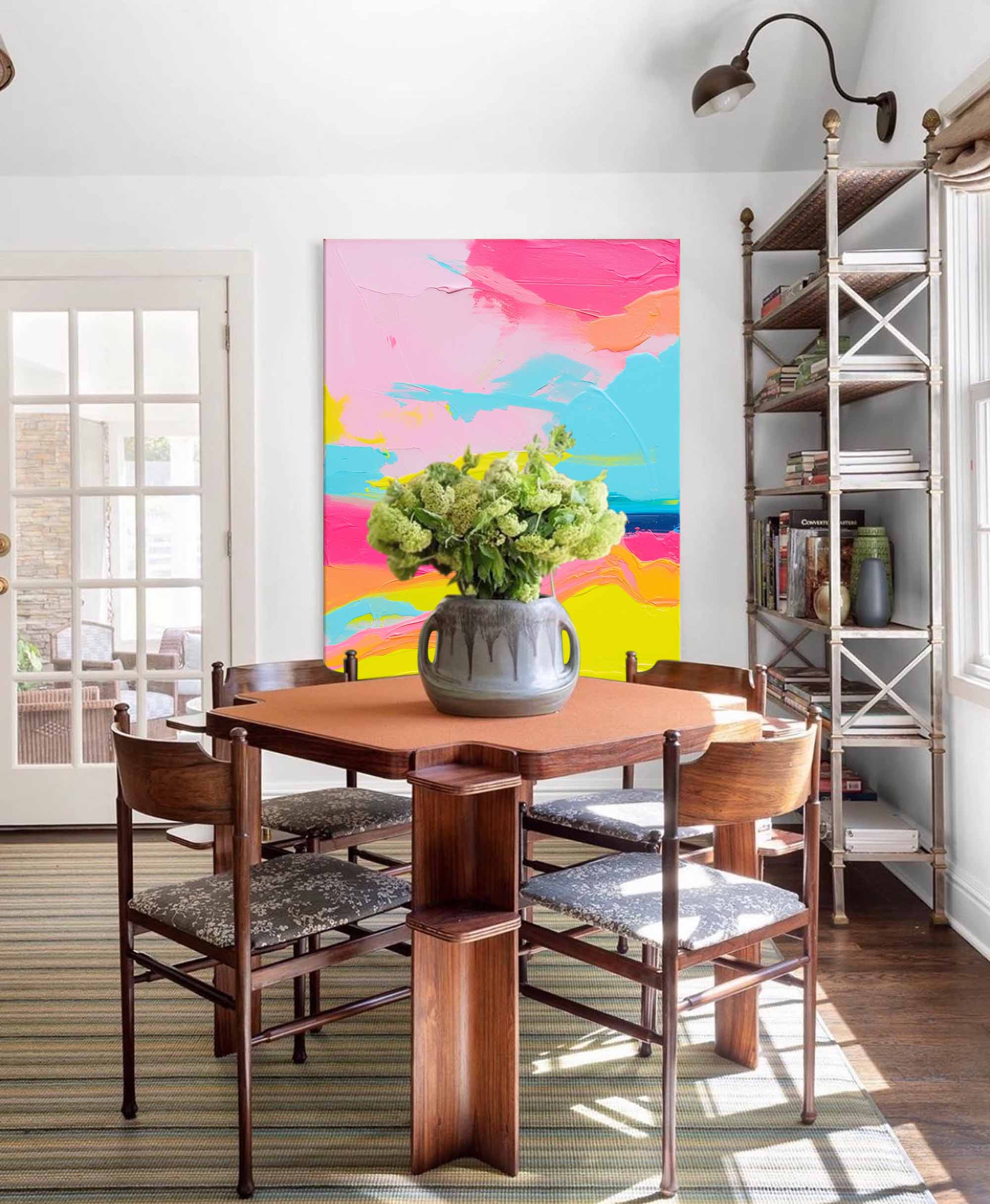 Wallart Neon Horizon Abstract Canvas