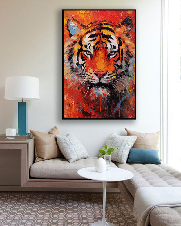 Wallart Flame Tiger in Fiery Colors