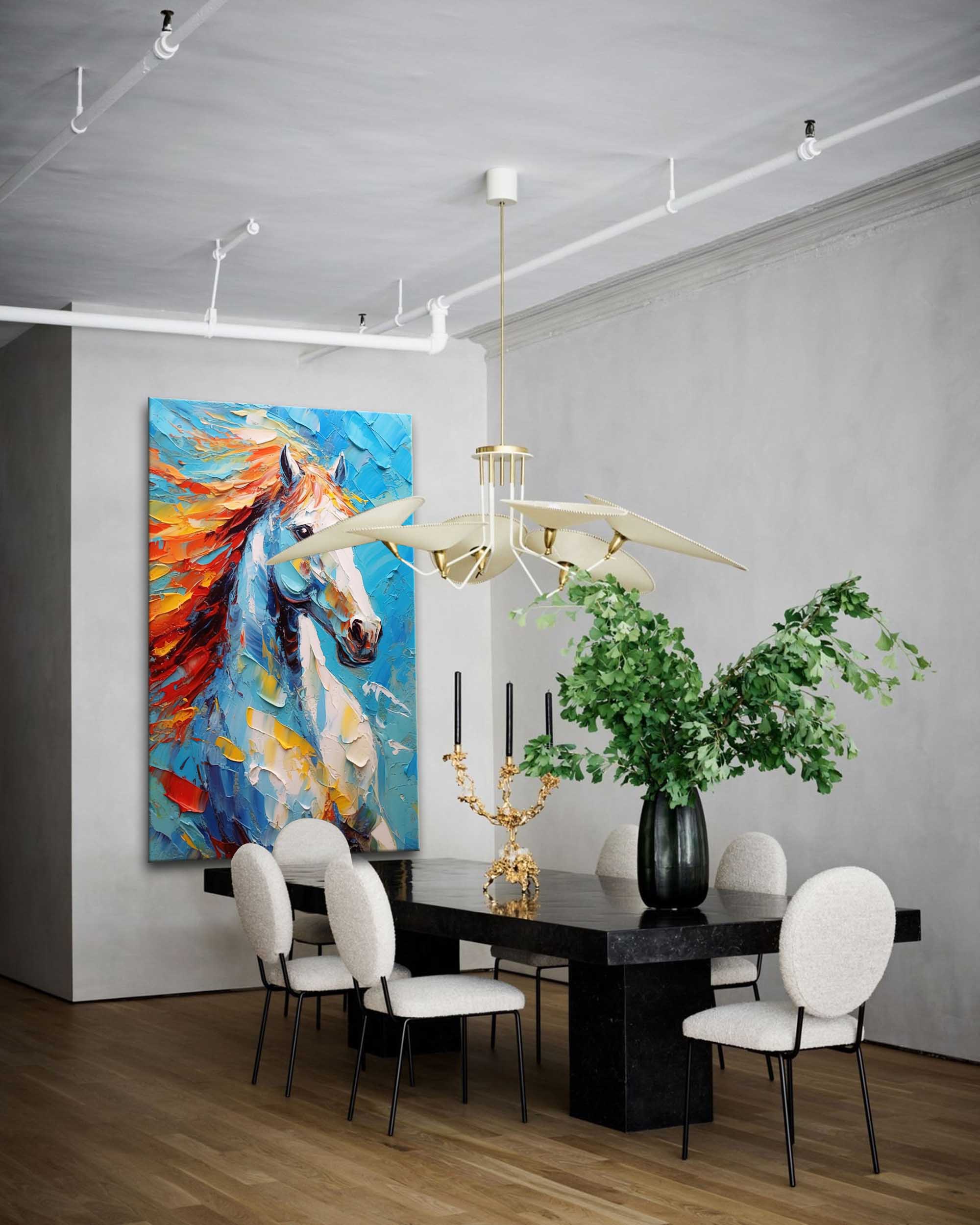 Wallart Majestic Horse in Fiery Motion