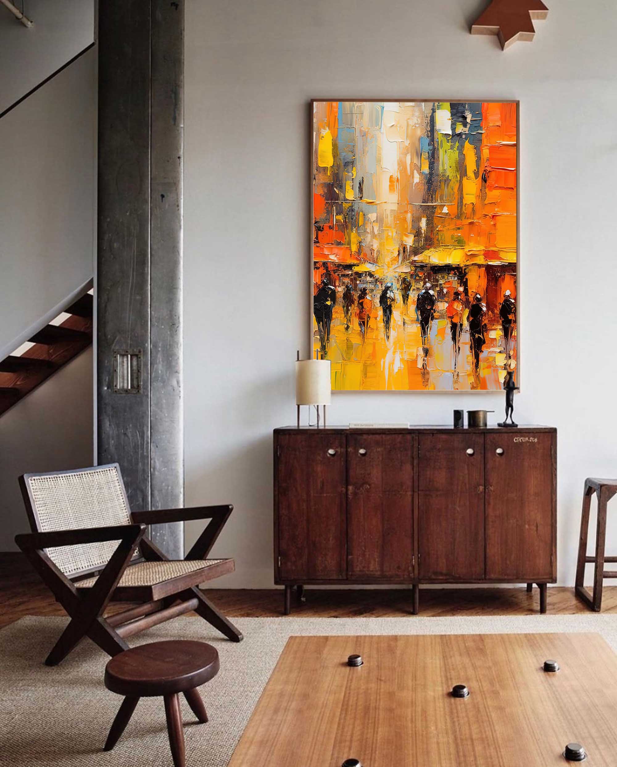 Wallart Golden Hour Cityscape Oil Painting