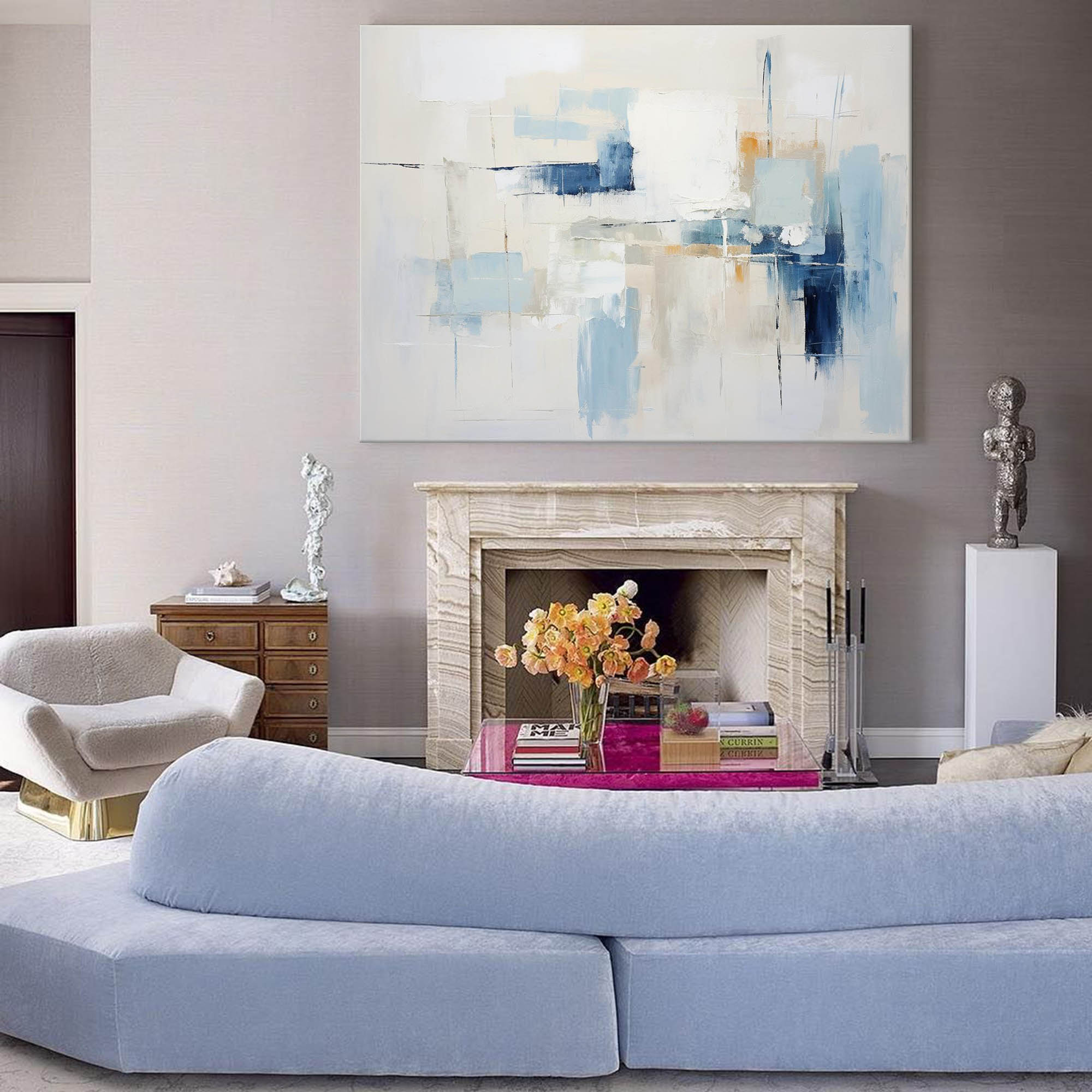 Wallart Serene Abstract Oil Painting - Blue Hues