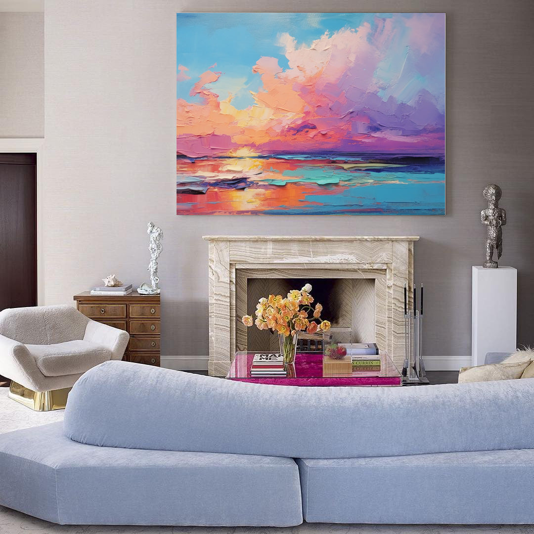 Wallart Golden Sunset with Colorful Reflections