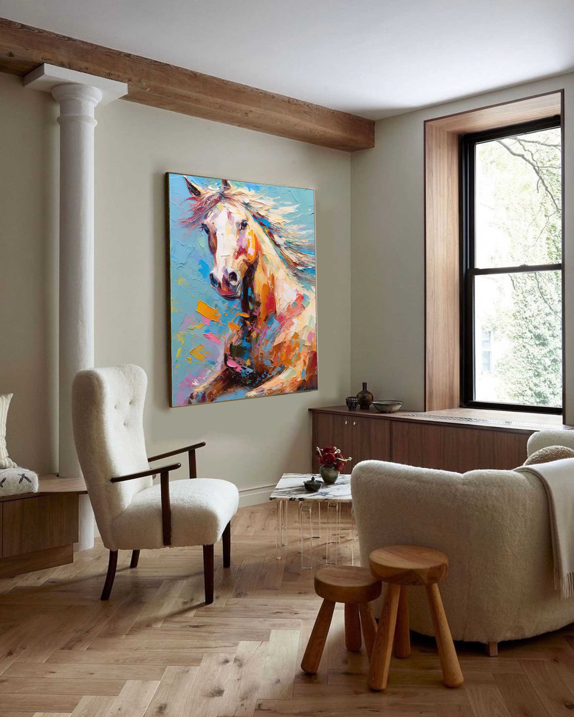 Wallart Dynamic Horse in Colorful Motion