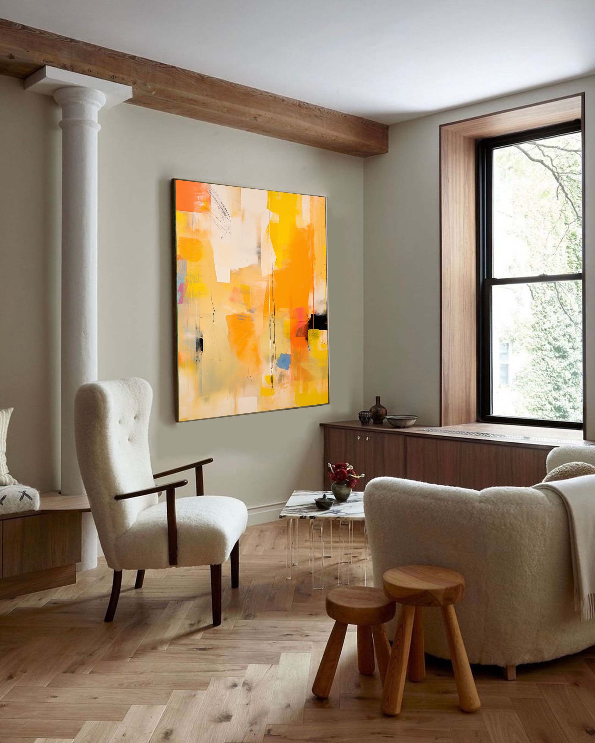 Wallart Golden Glow in Abstract Harmony