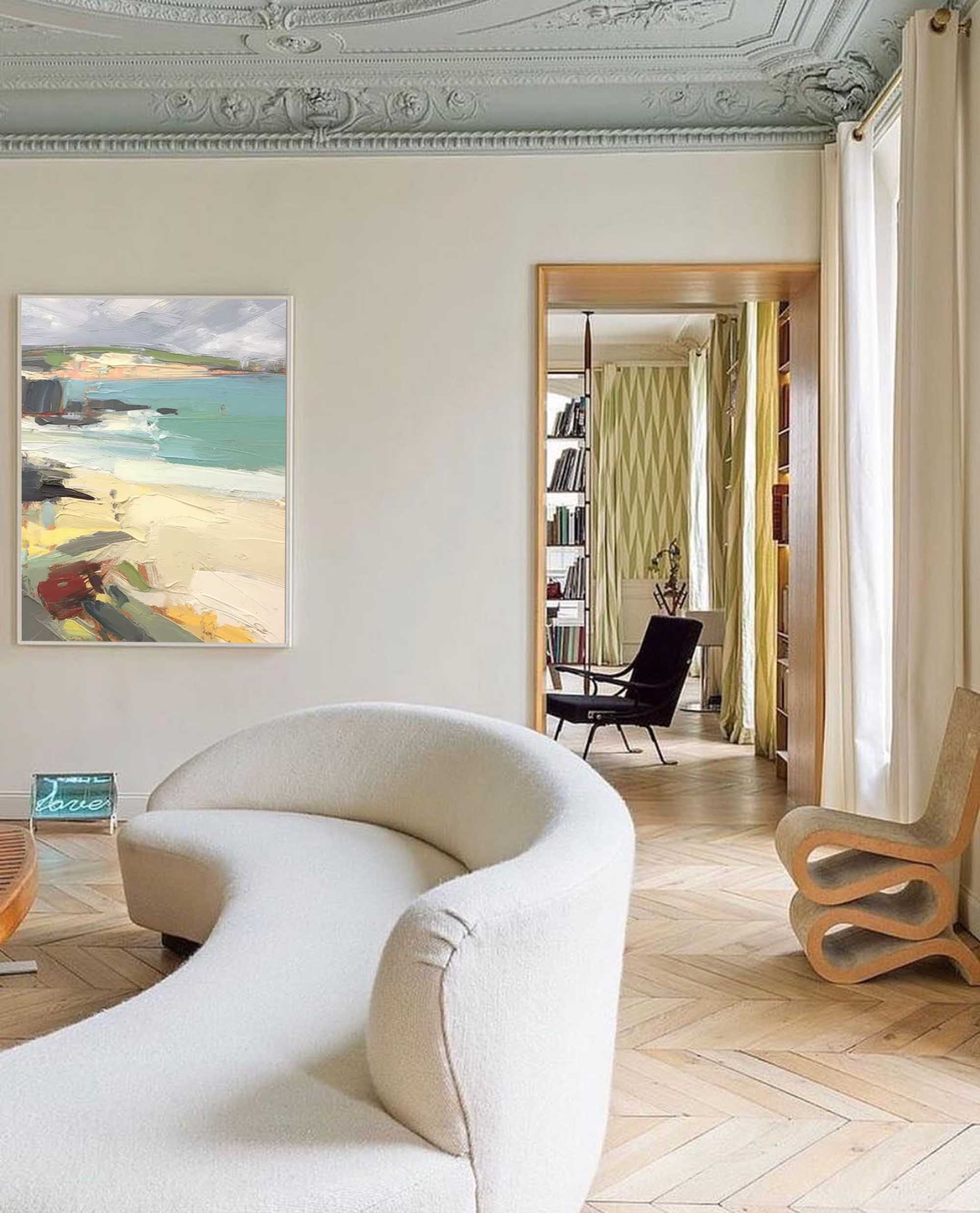 Wallart Serene Beachside Oil Painting