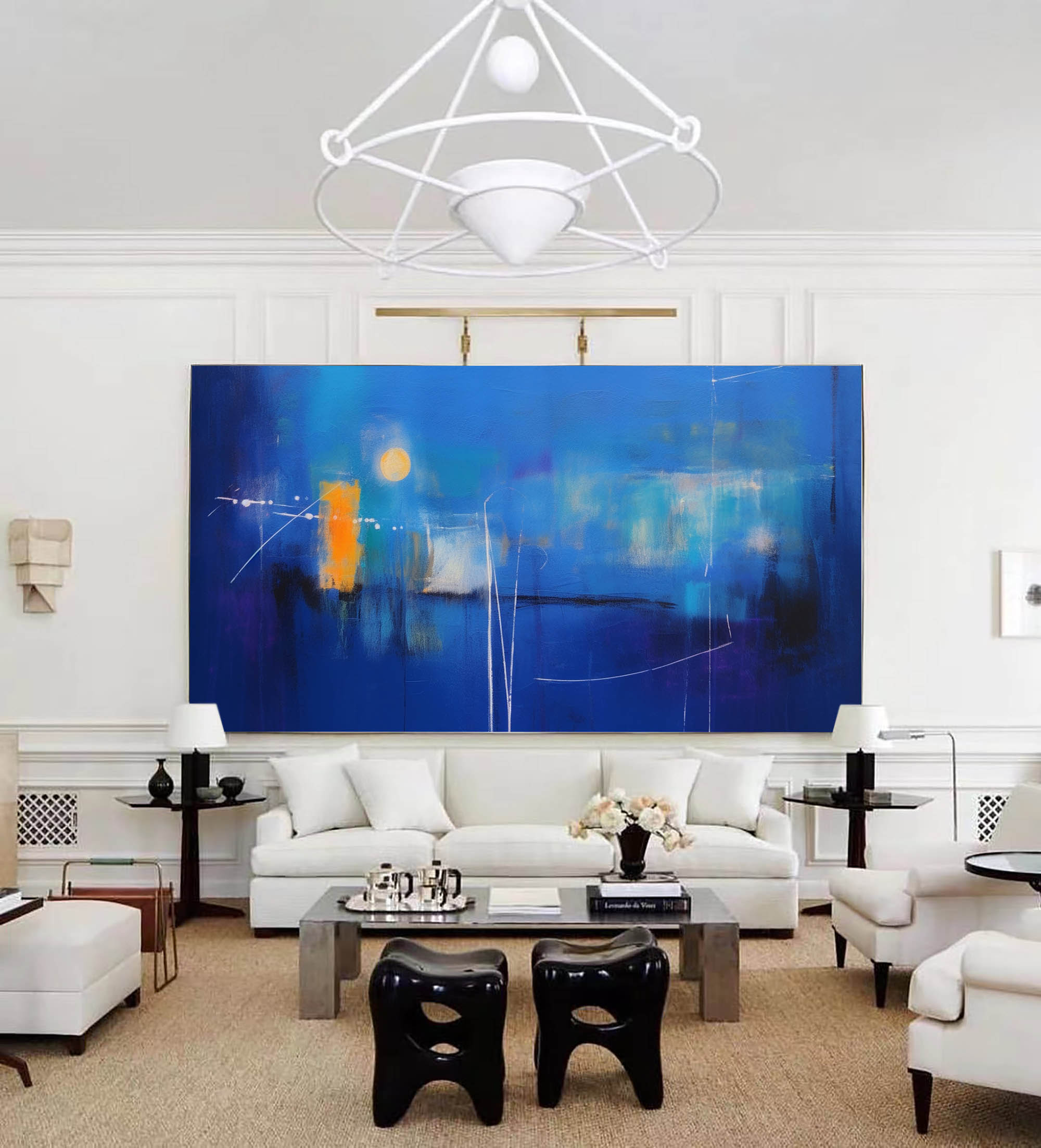 Wallart Luminous Blue Abstract Horizon
