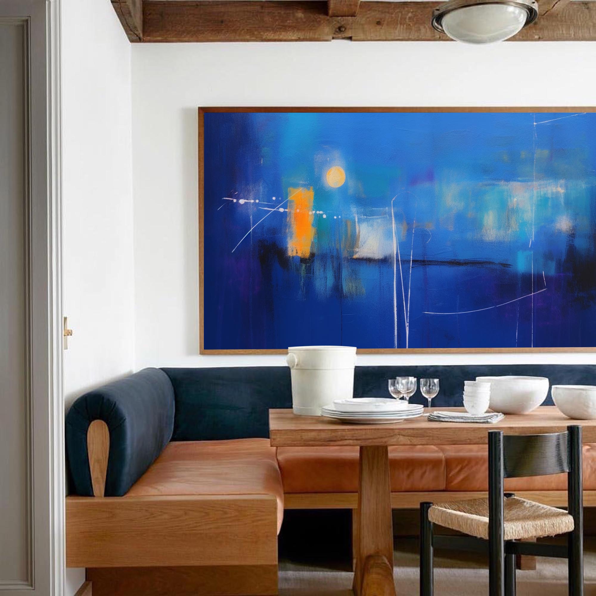 Wallart Luminous Blue Abstract Horizon