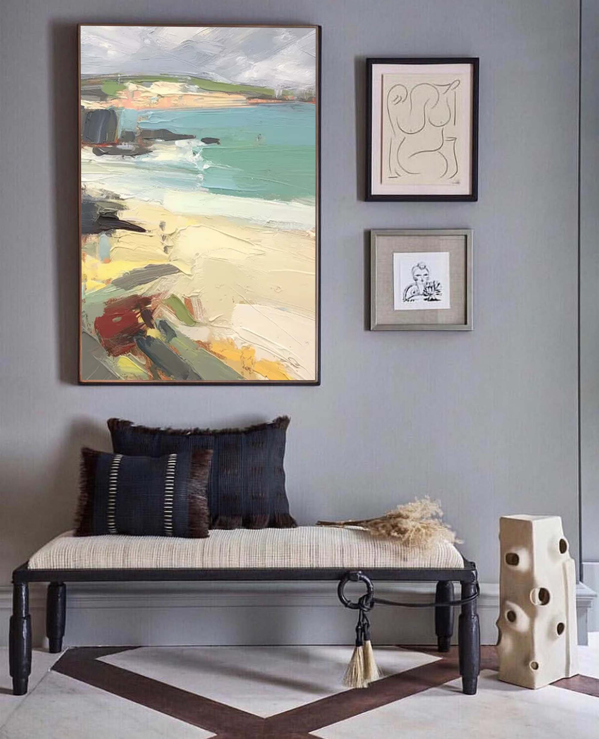 Wallart Serene Beachside Oil Painting