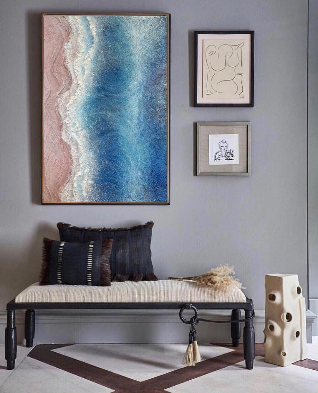 Wallart Textured Aerial Coastal Abstract Art