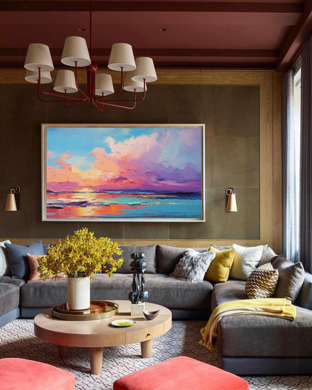 Wallart Golden Sunset with Colorful Reflections