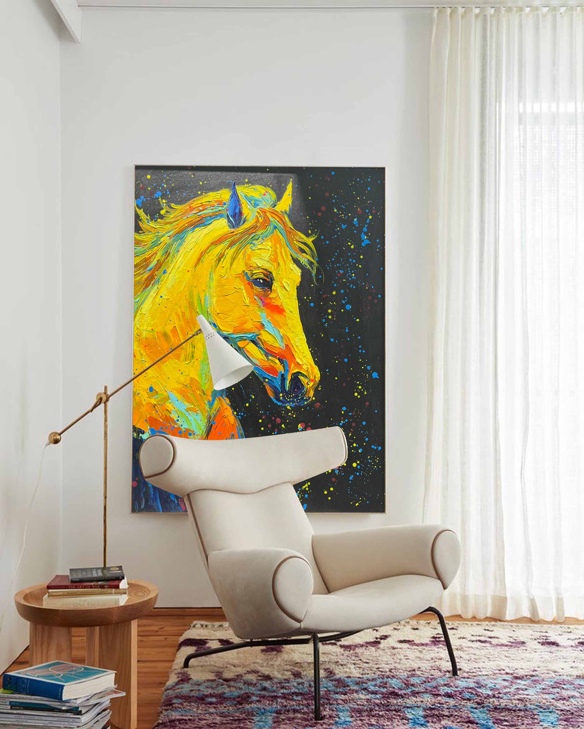 Wallart Vibrant Neon Horse in Cosmic Colors