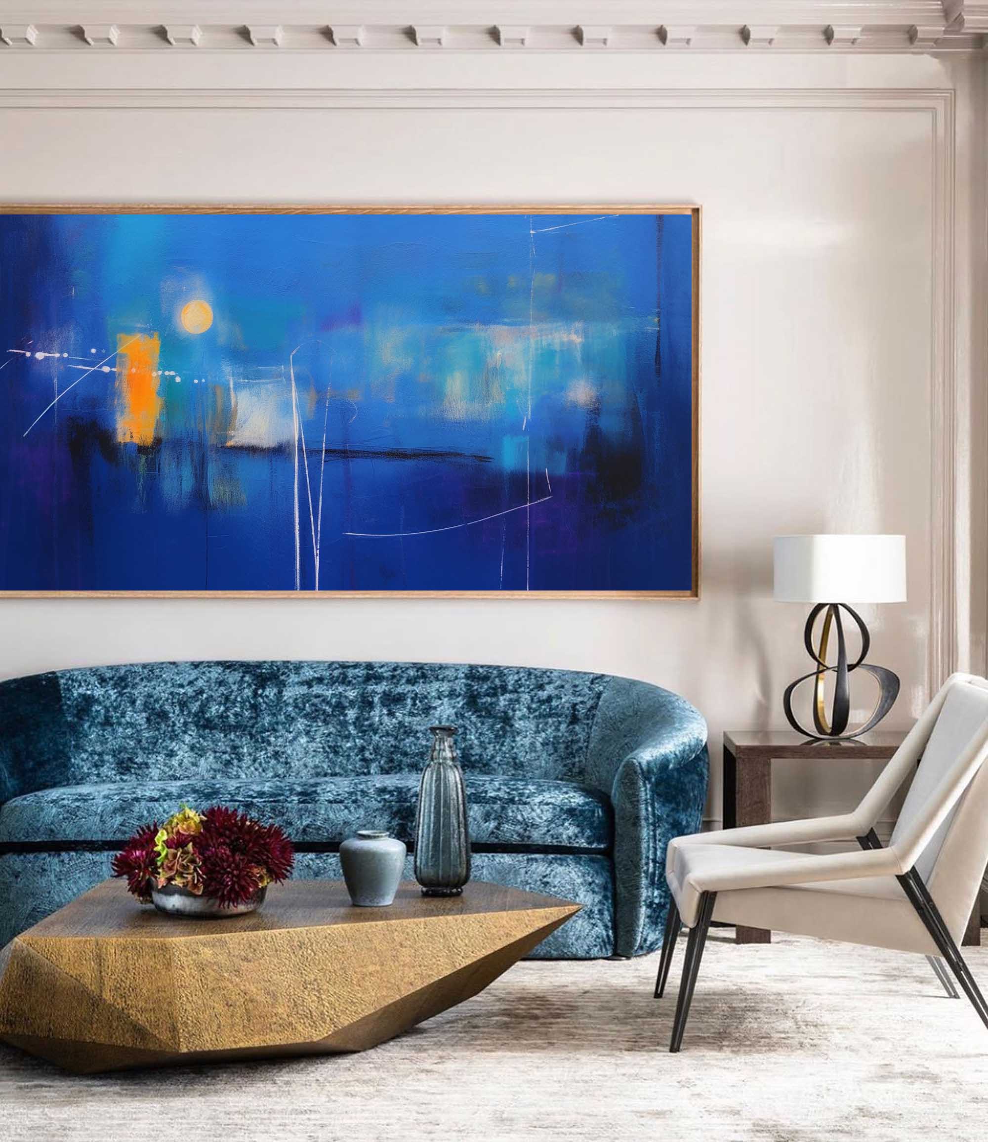 Wallart Luminous Blue Abstract Horizon